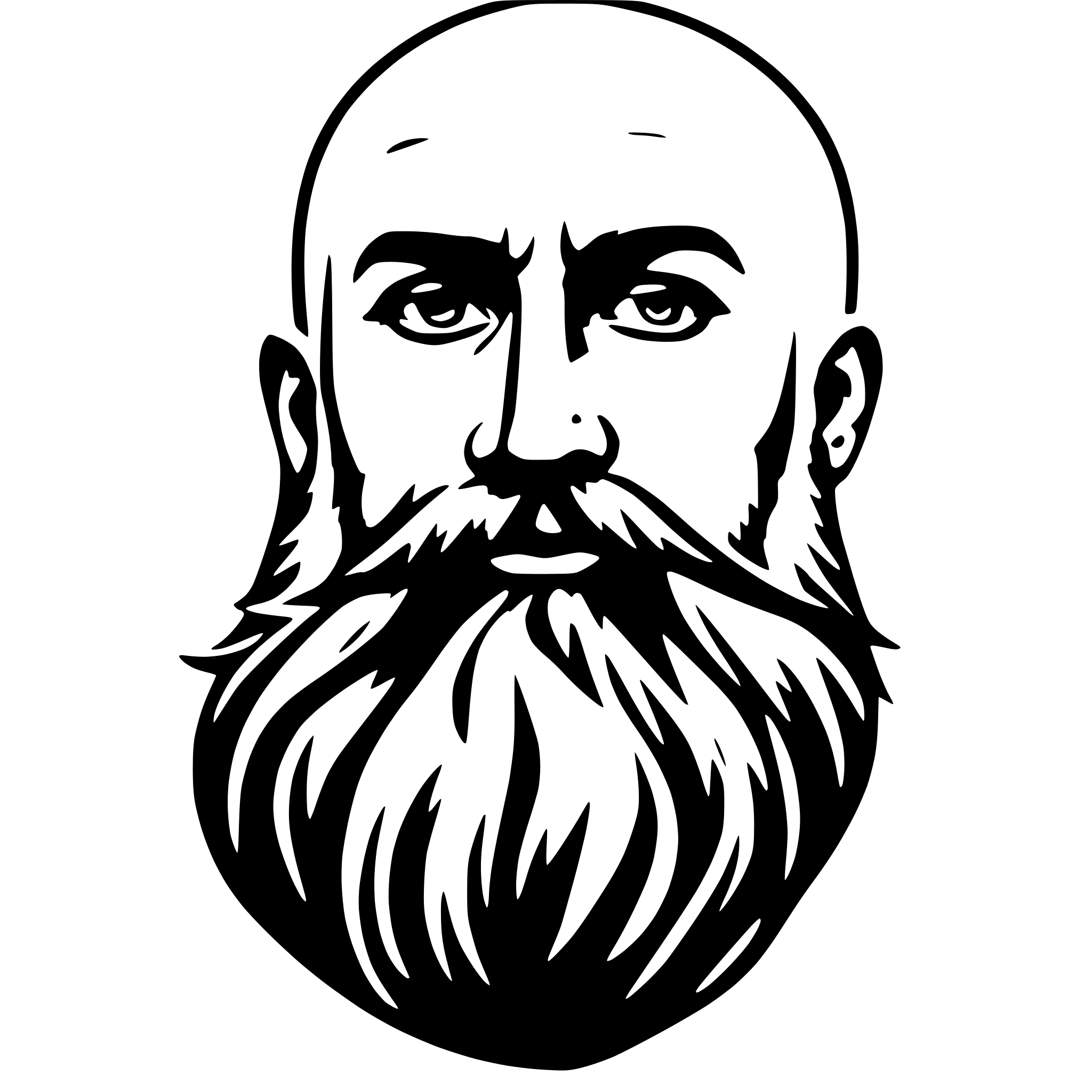 AI-generated SVG of a Bald, white man, long beard, face only