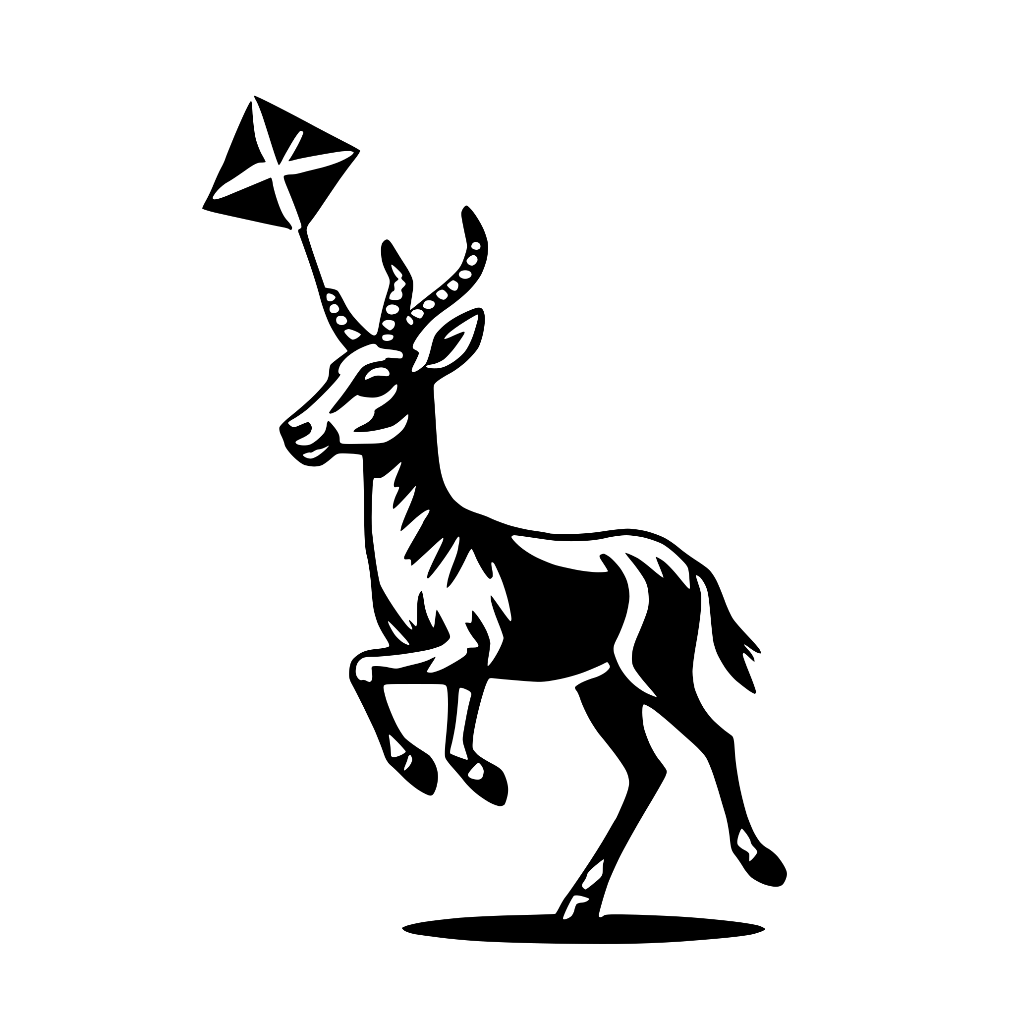 AI-generated SVG of a antelope with kite