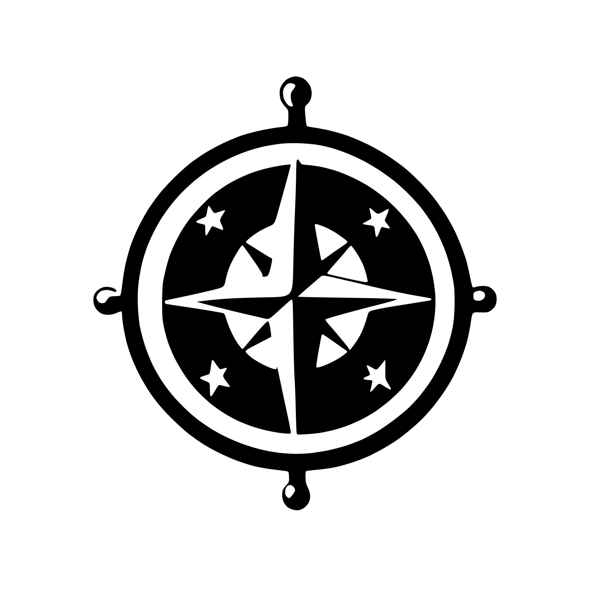 AI-generated SVG of a A compass rose with its north pointer highlighted and a small star at its center