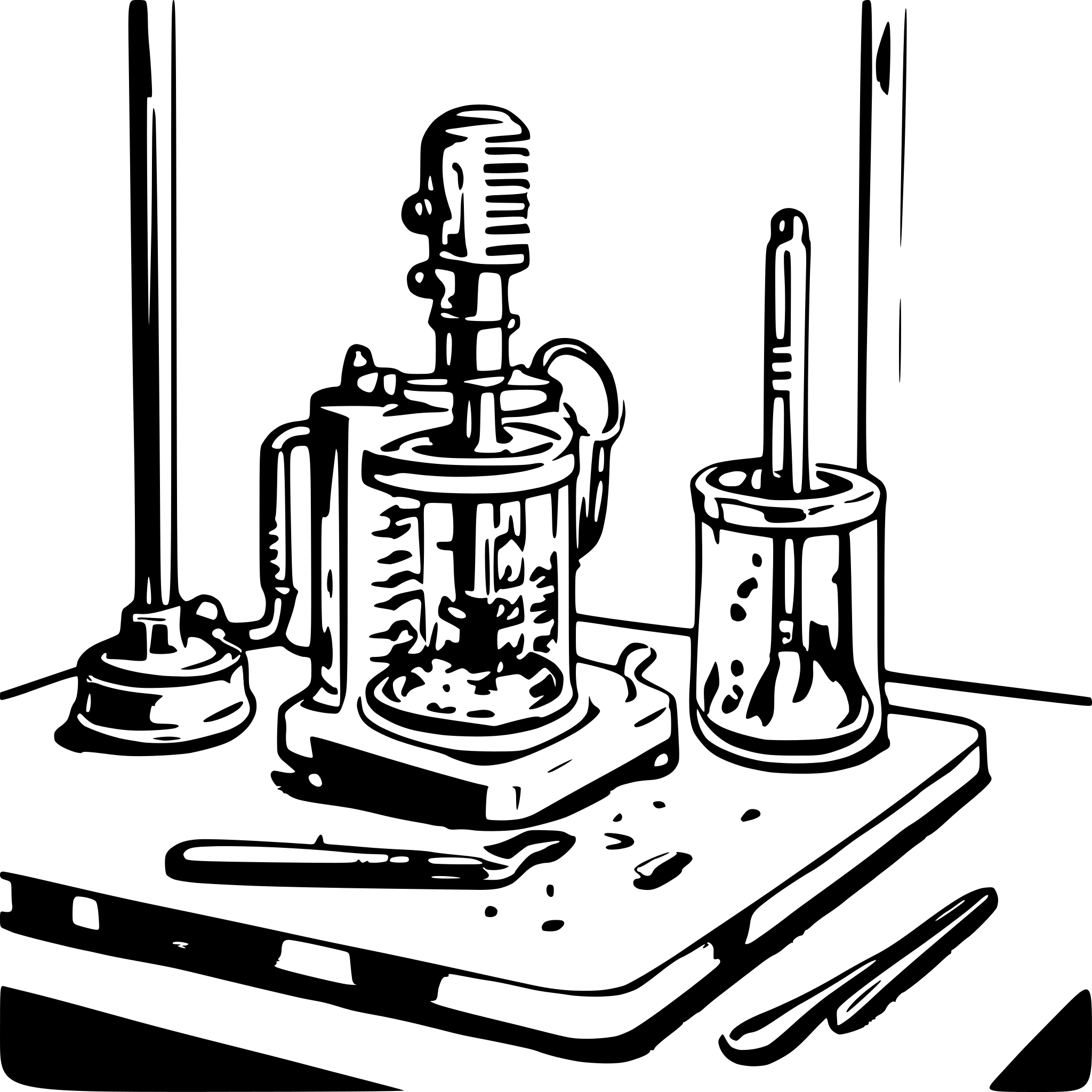 AI-generated SVG of a Canvas with many apparatus used in health sciences microbiology