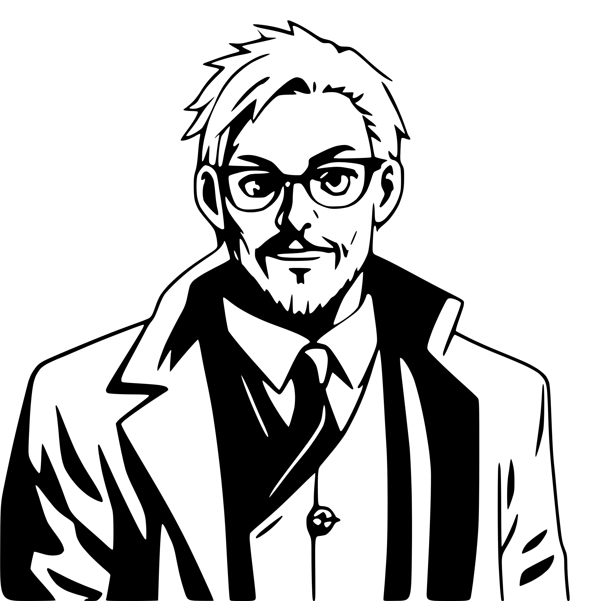 AI-generated SVG of a a full-bodied image of a dishevelled middle-aged man with black glasses and a beard