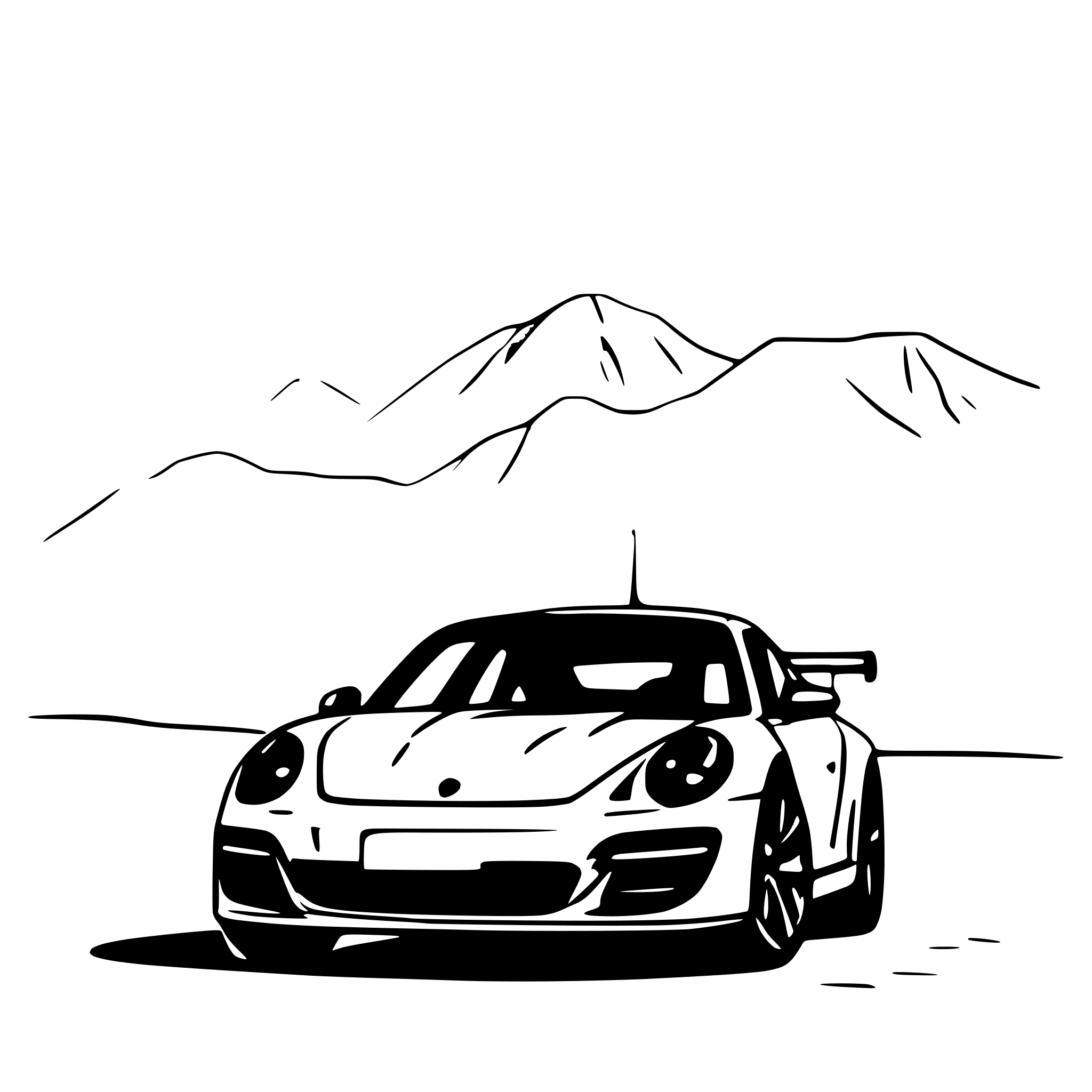 AI-generated SVG of a porsche 911 gt3 in moutains