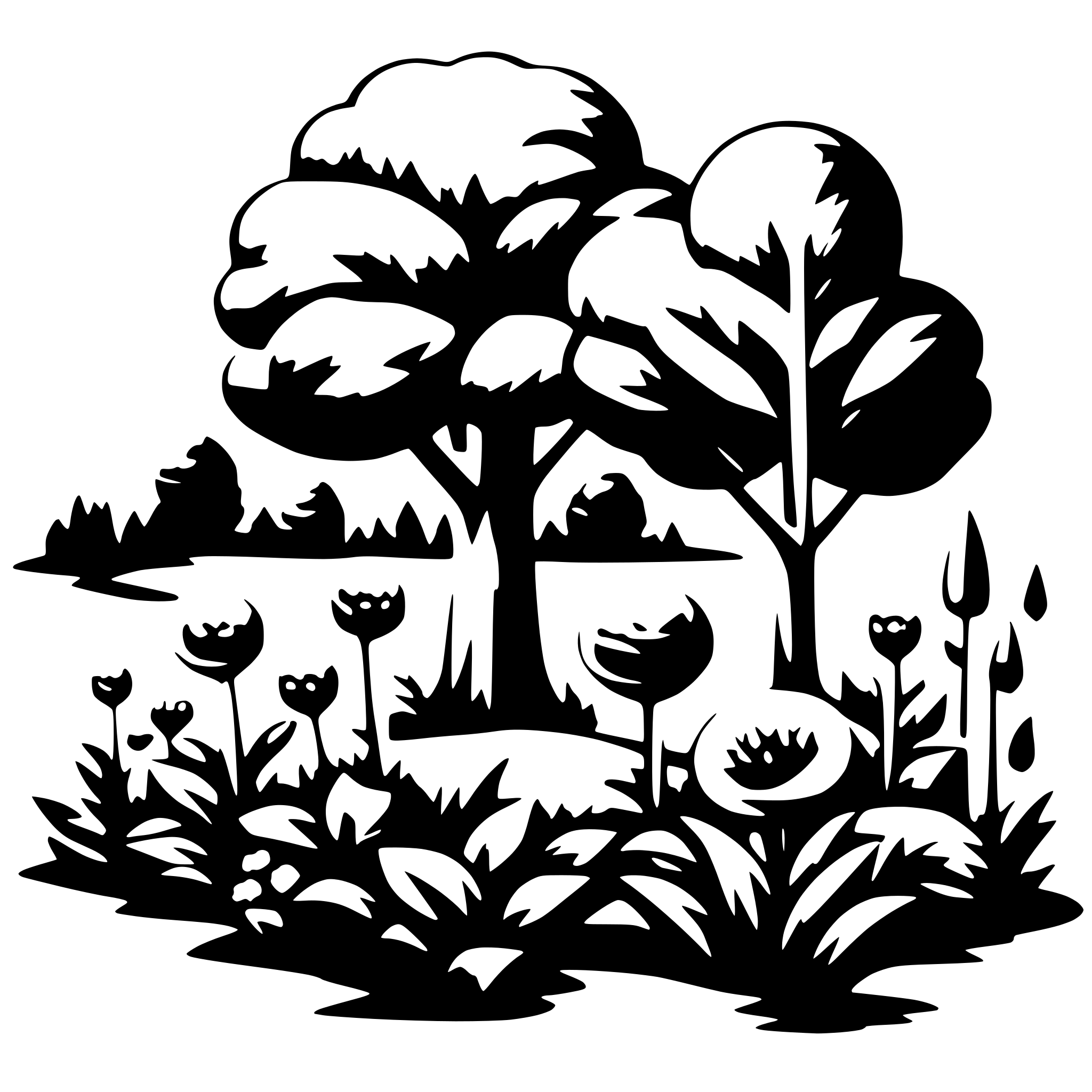 AI-generated SVG of 'group of flowers and trees'