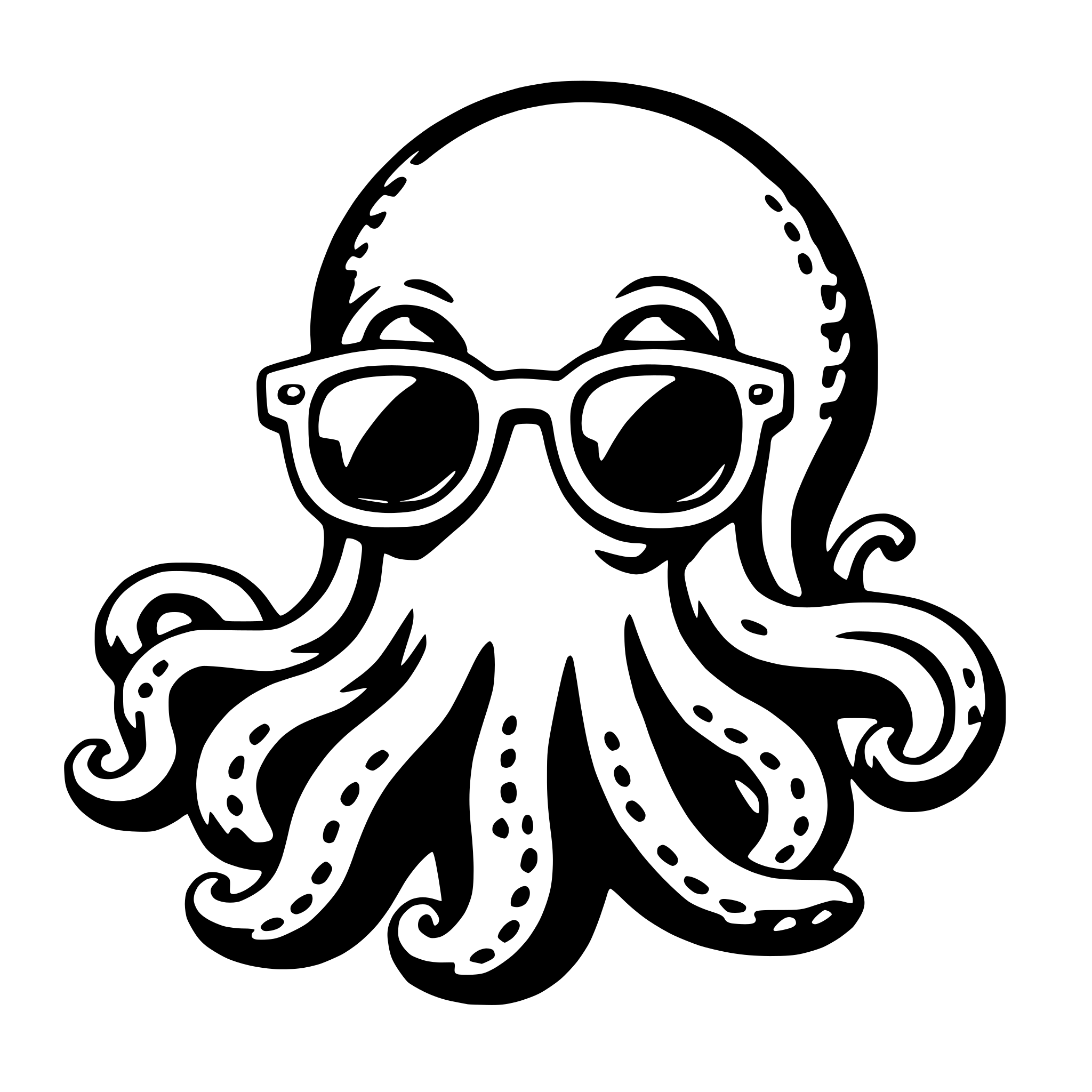 AI-generated SVG of a octopus with sunglasses