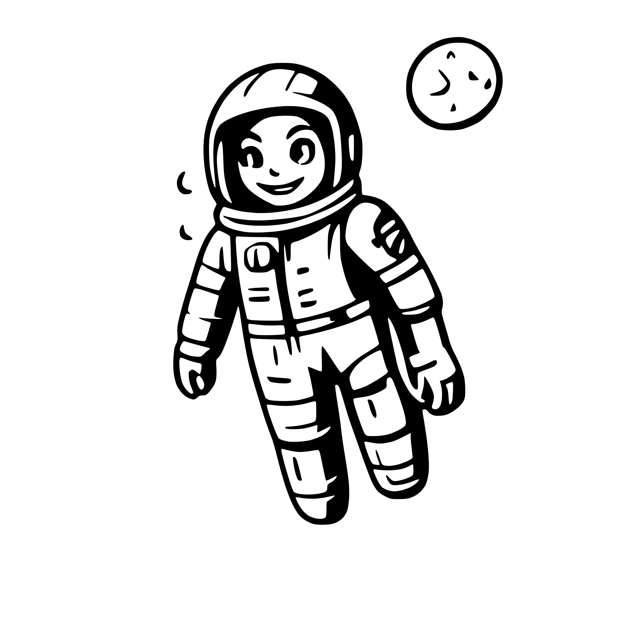 AI-generated SVG of a astronaut floating between stars
