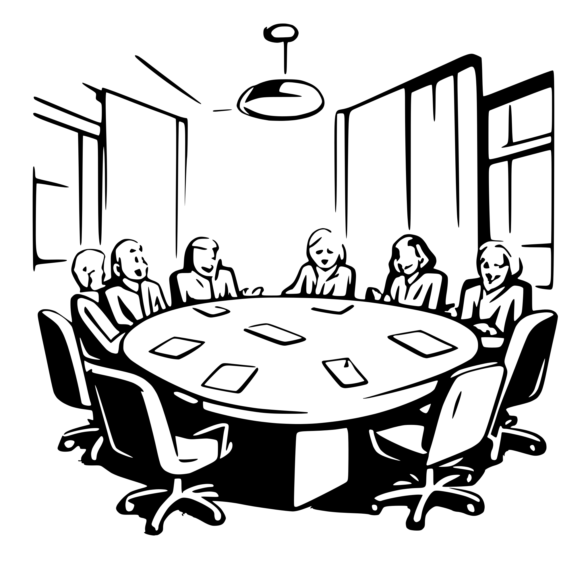 AI-generated SVG of 'Politicians meeting table tabelt presenting'
