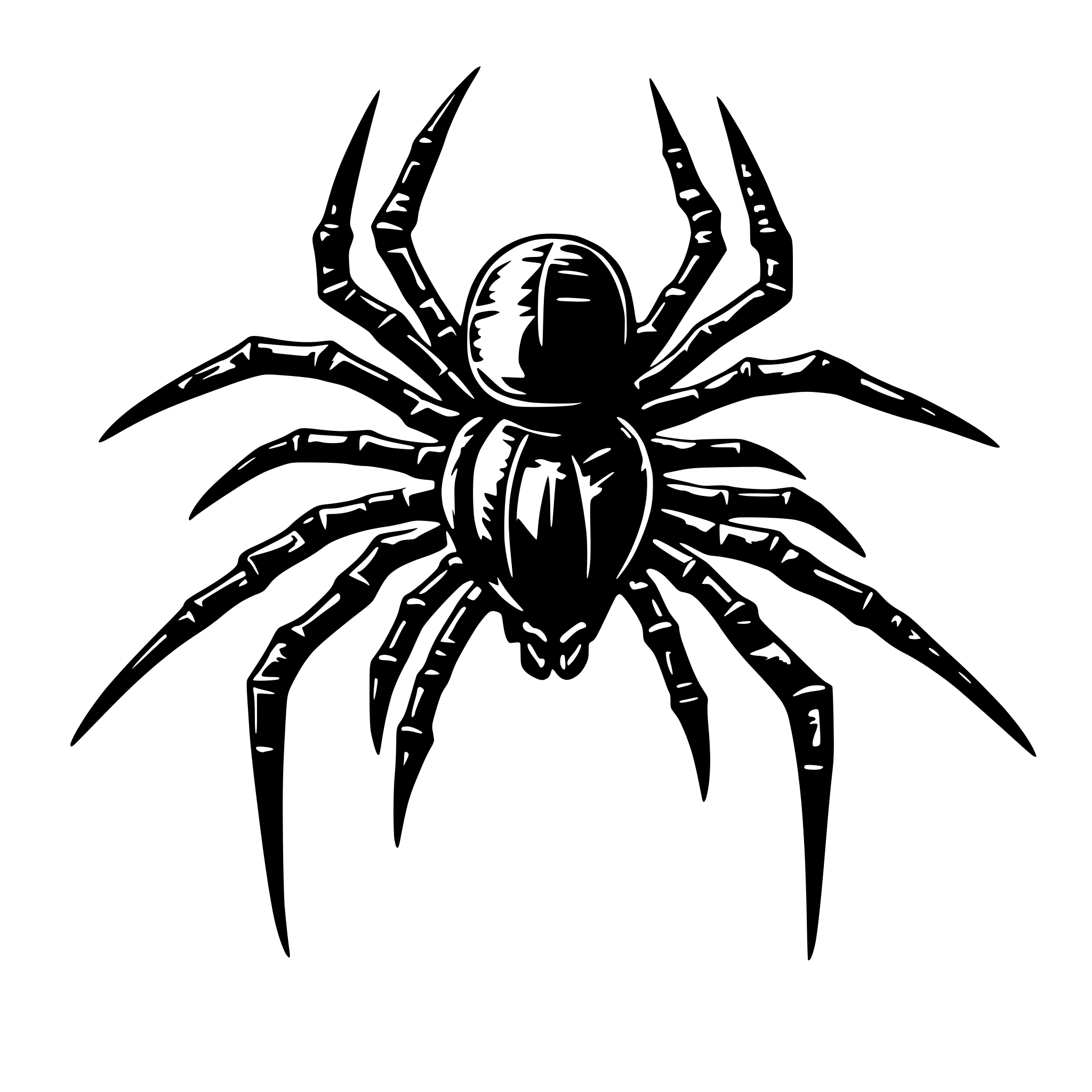 AI-generated SVG of 'spider with eight legs and mandibles'