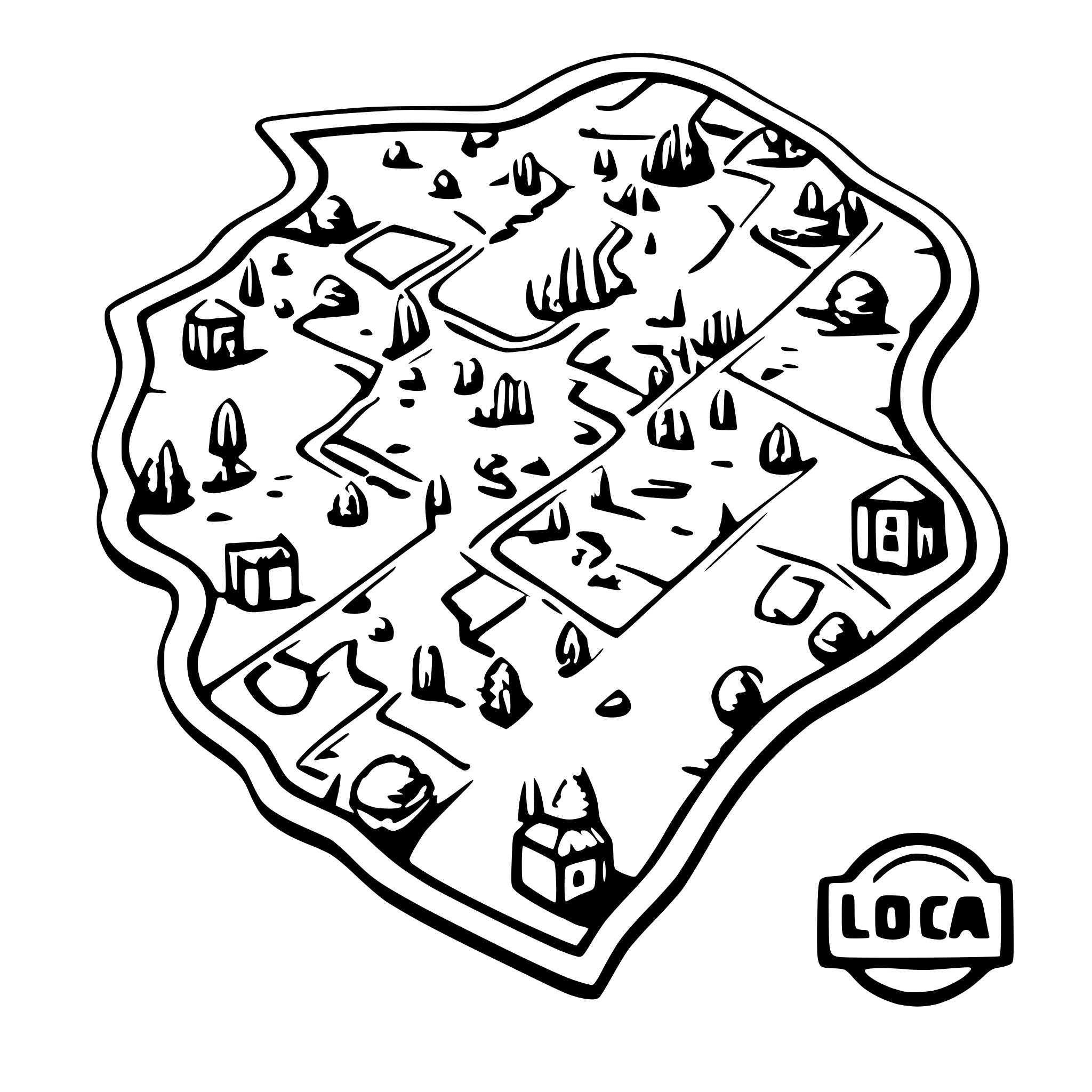 AI-generated SVG of 'Loca, maps and localization'