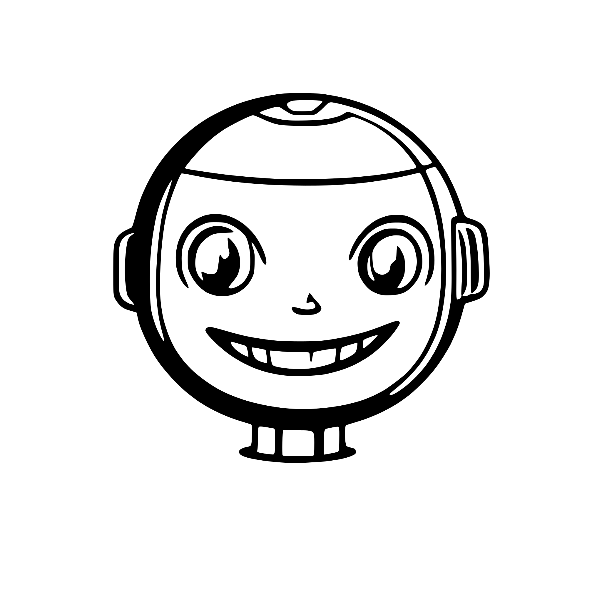 AI-generated SVG of a Create a cute smiling robot face looking straight at the camera and make it elegant and smart