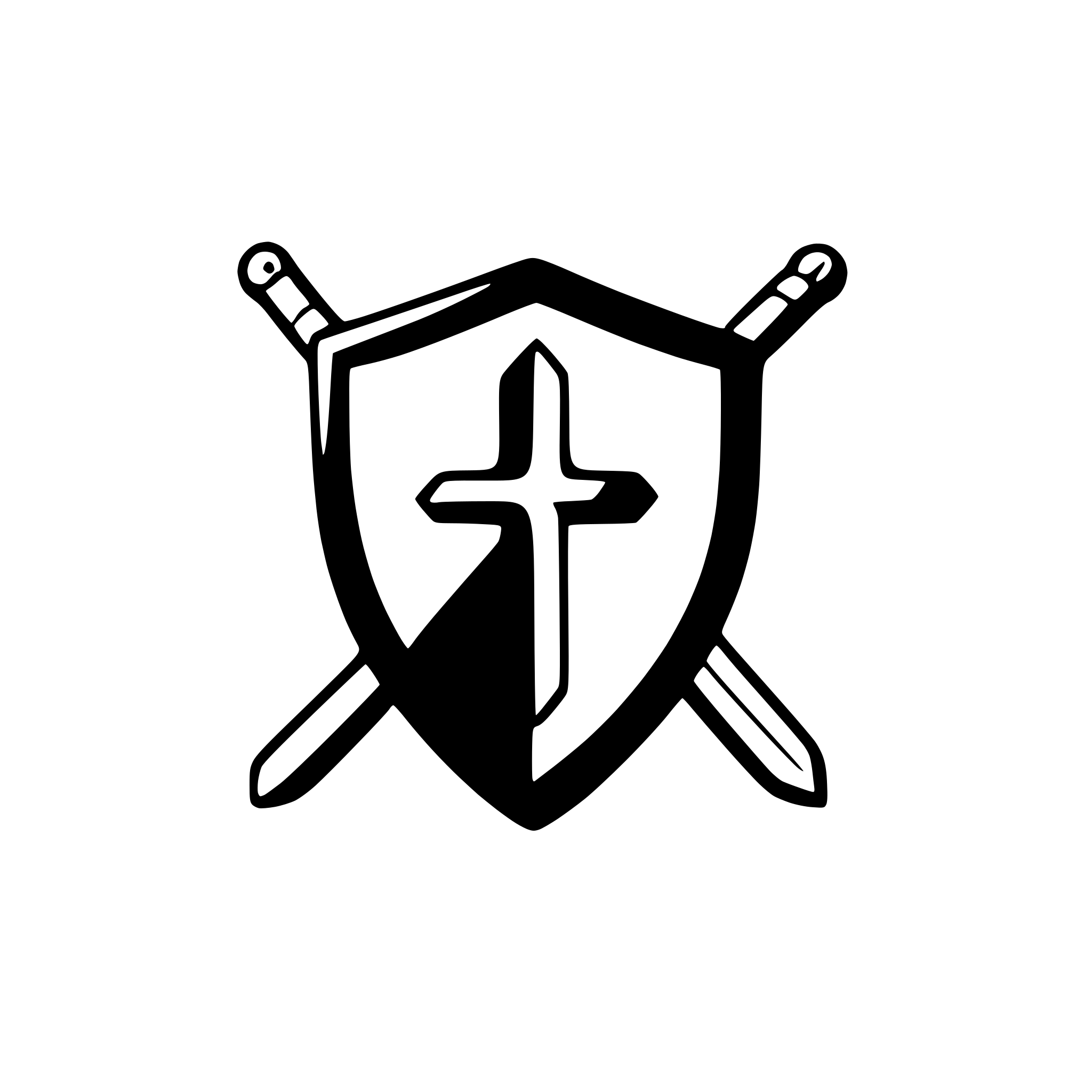 AI-generated SVG of 'shield with sword crossed'