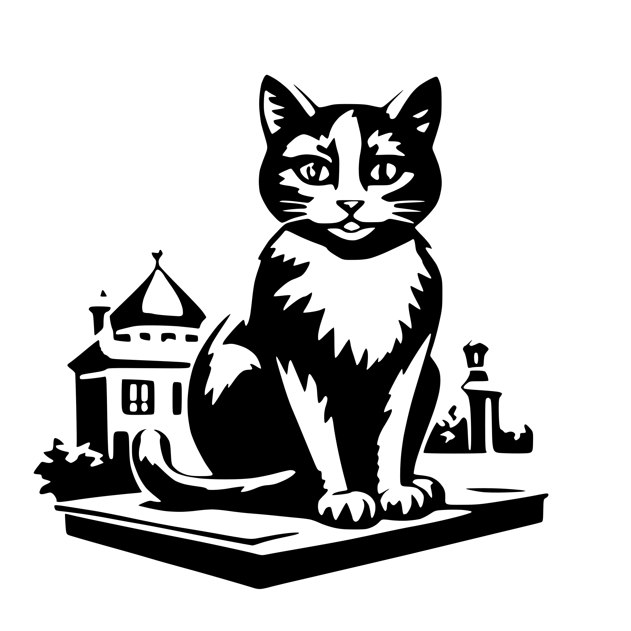 AI-generated SVG of 'elegant cat on a roof'