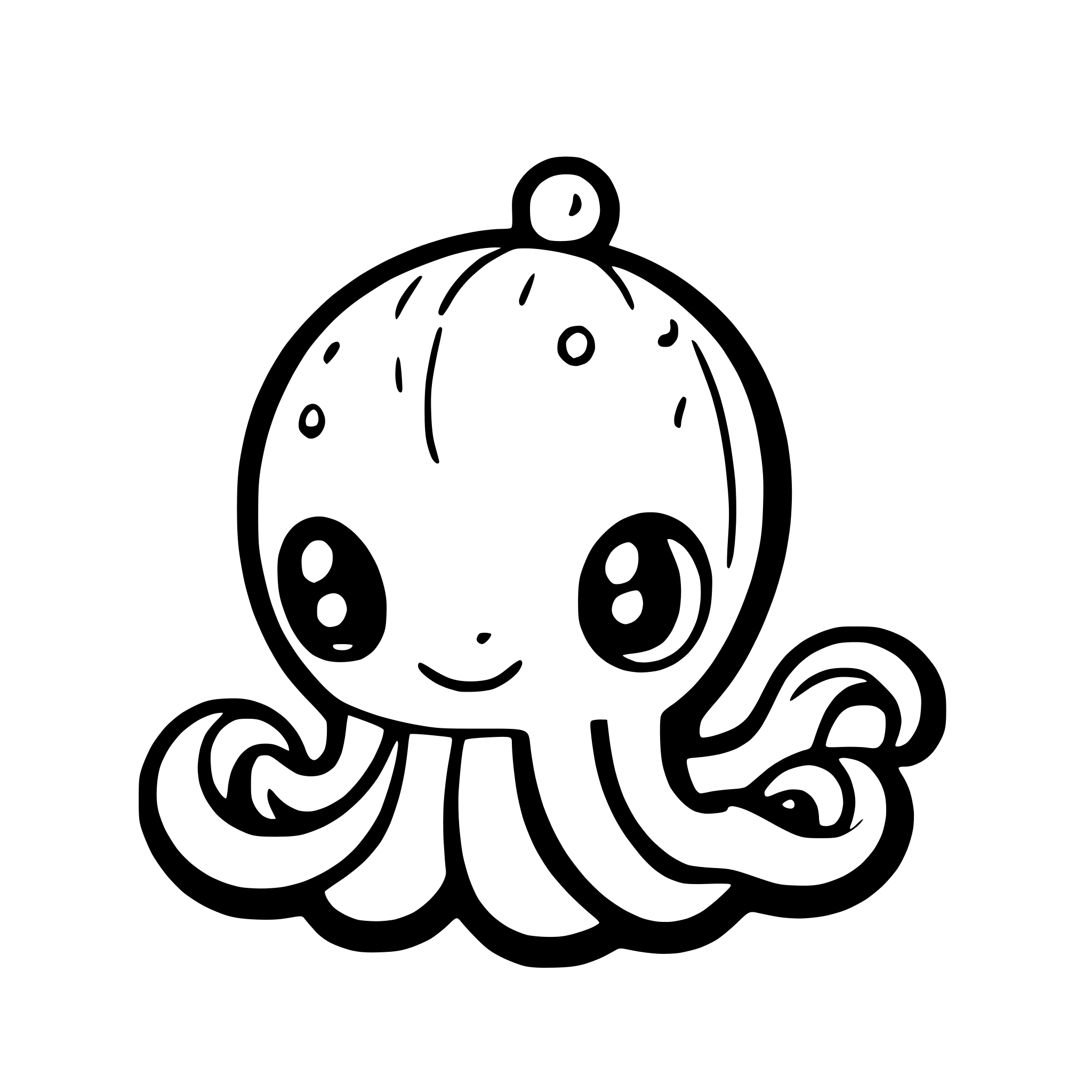 AI-generated SVG of a cute cartoon octupus with no human vibes