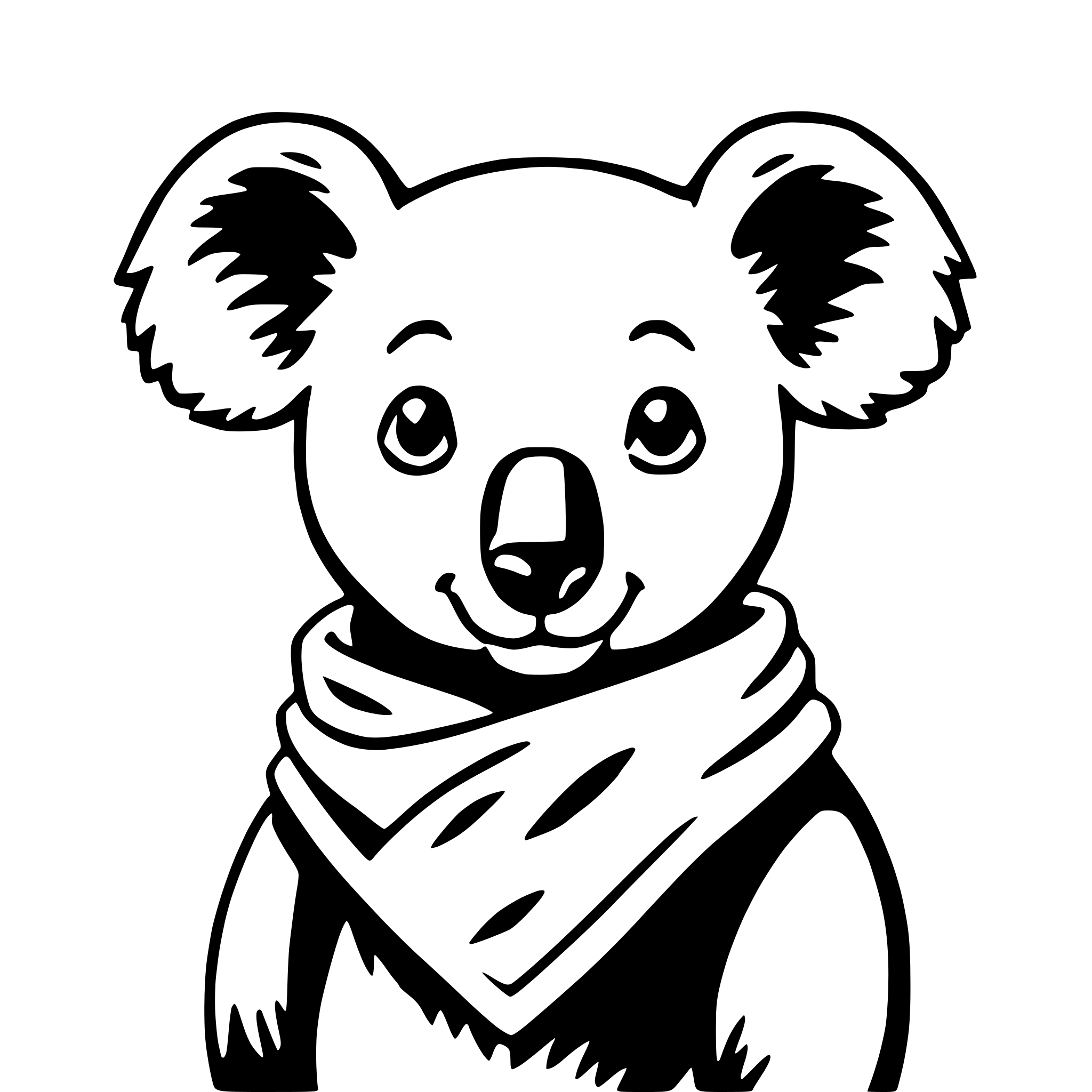 AI-generated SVG of 'koala with scarf'