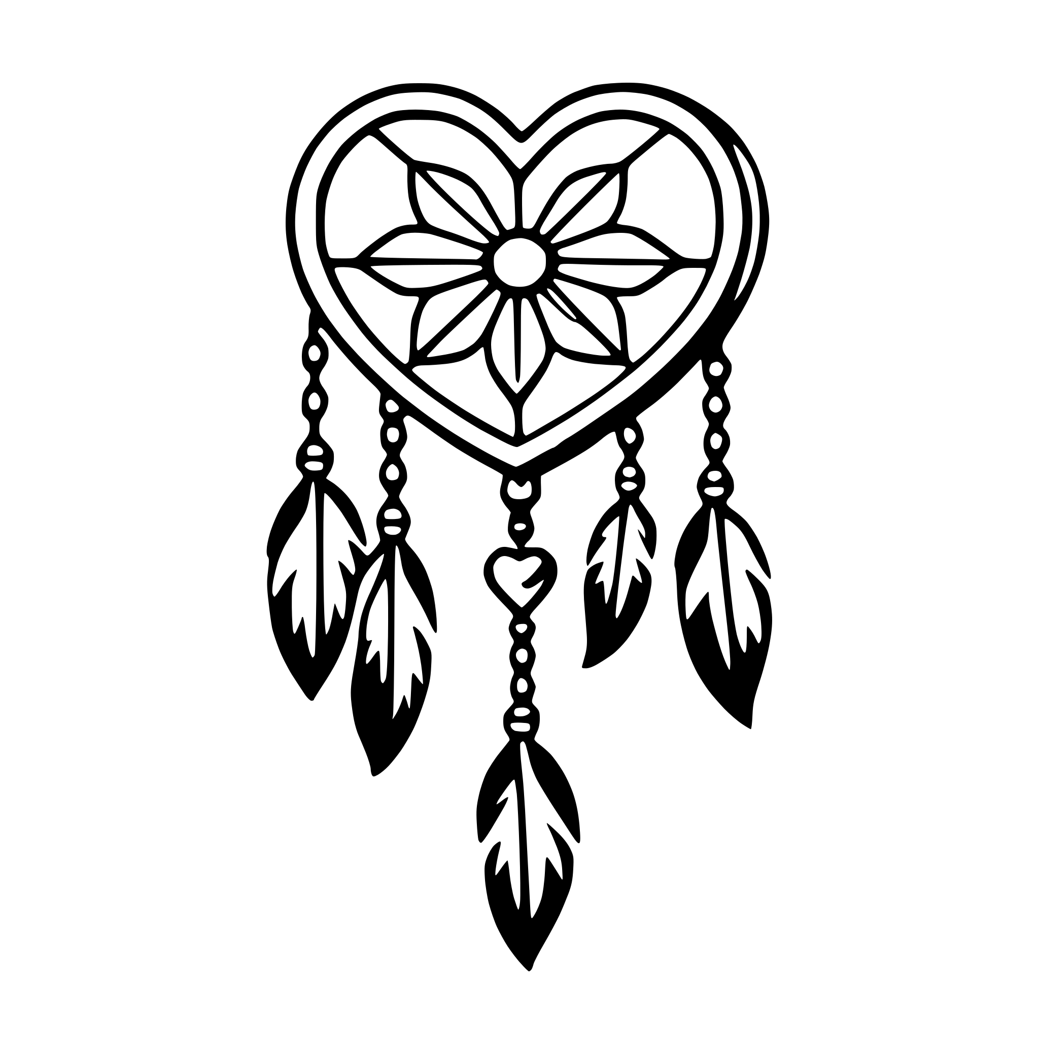 AI-generated SVG of a dreamcatcher hearts
