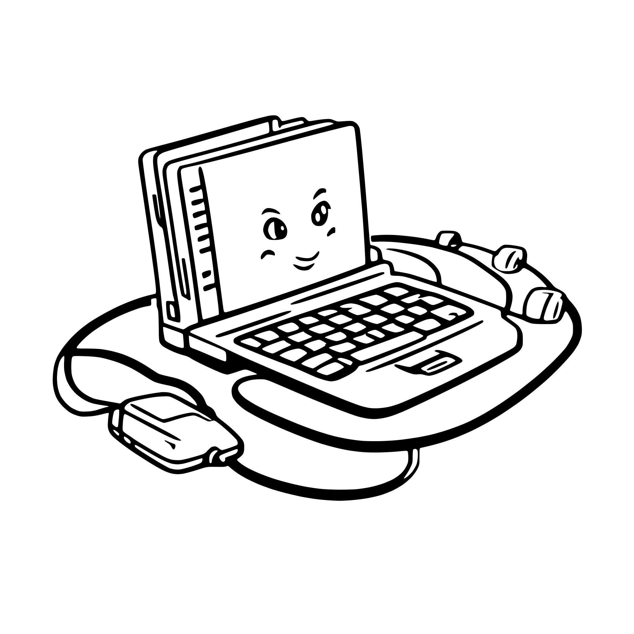 AI-generated SVG of 'a laptop connecting to multiple servers; the servers should show a CD reader and a power button'