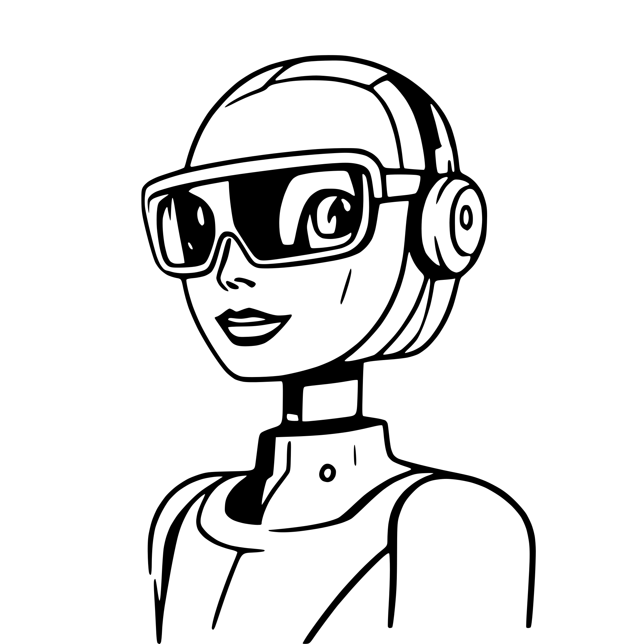 AI-generated SVG of 'Robot with augmented reality glasses'