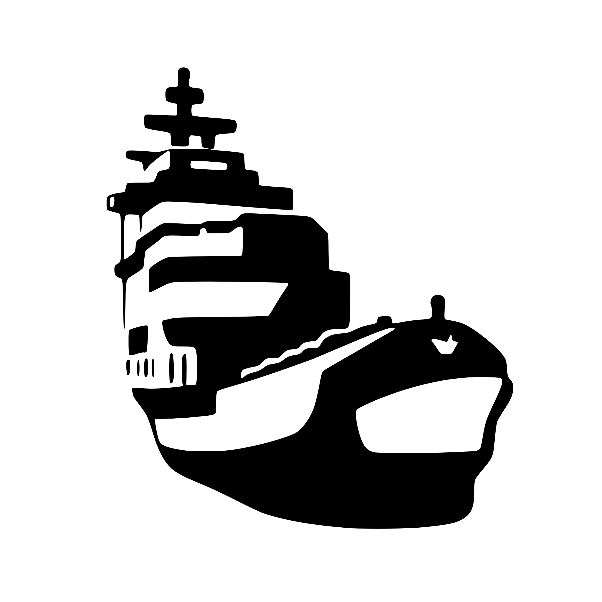 AI-generated SVG of a basic solid icon, side view of a naval ship