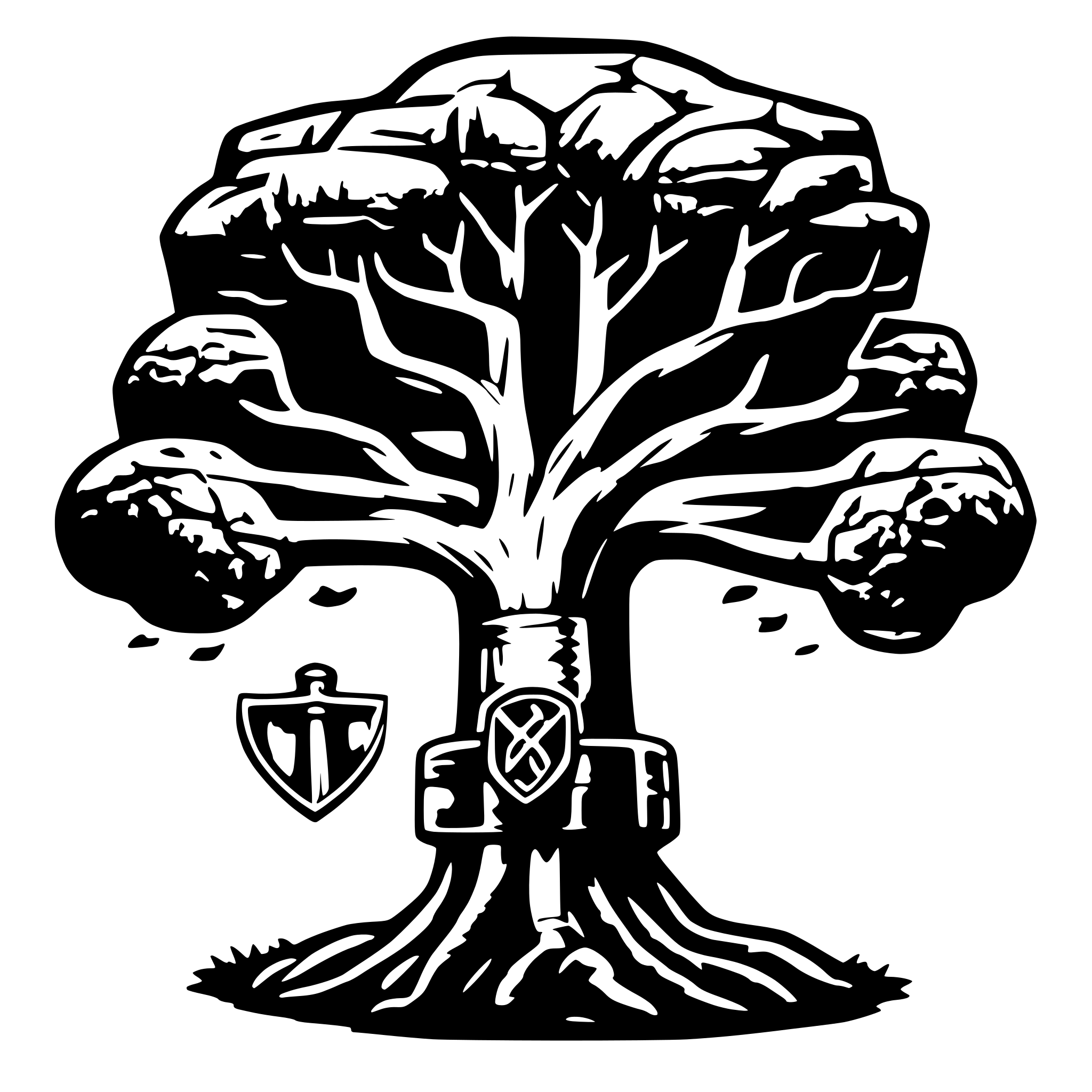 AI-generated SVG of a yggdrasil with mjollnir