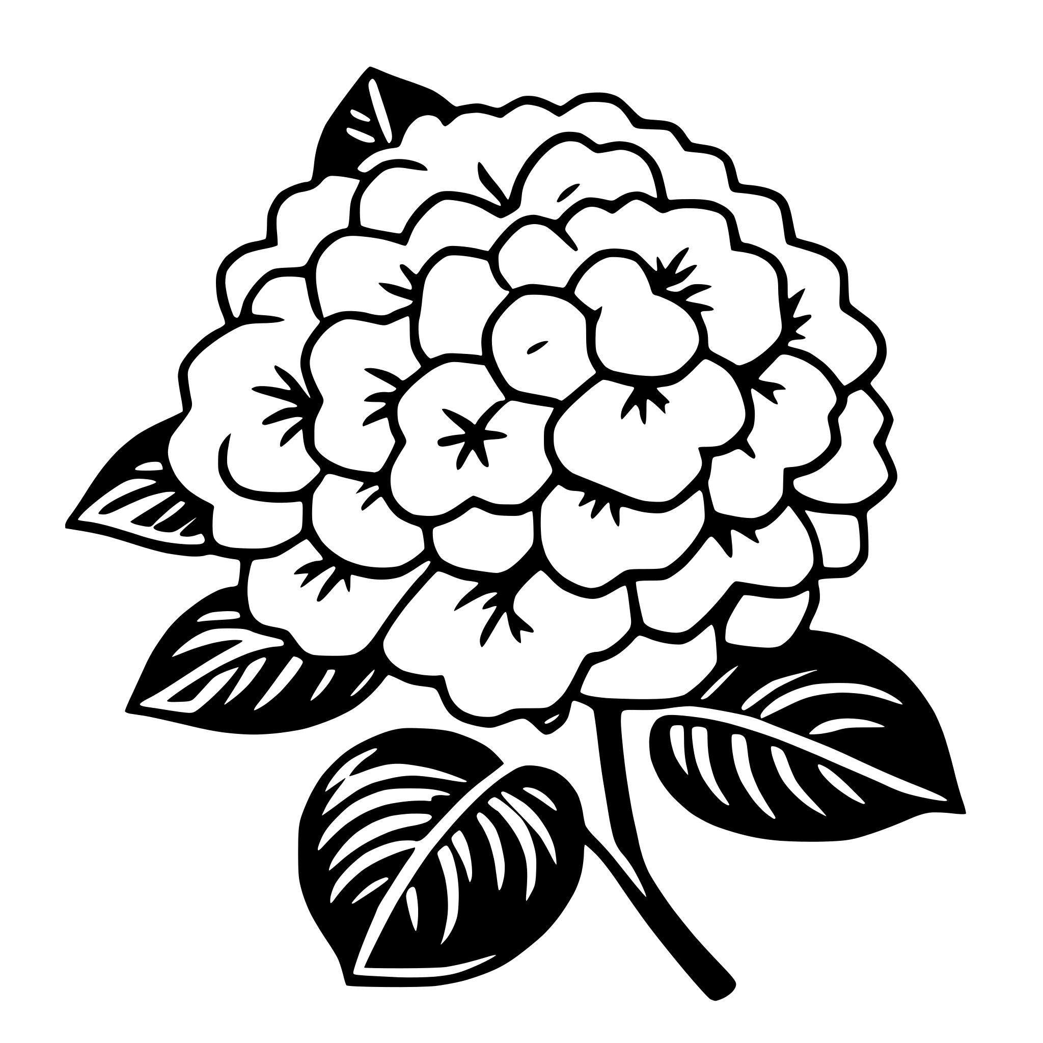 AI-generated SVG of a hydrangea