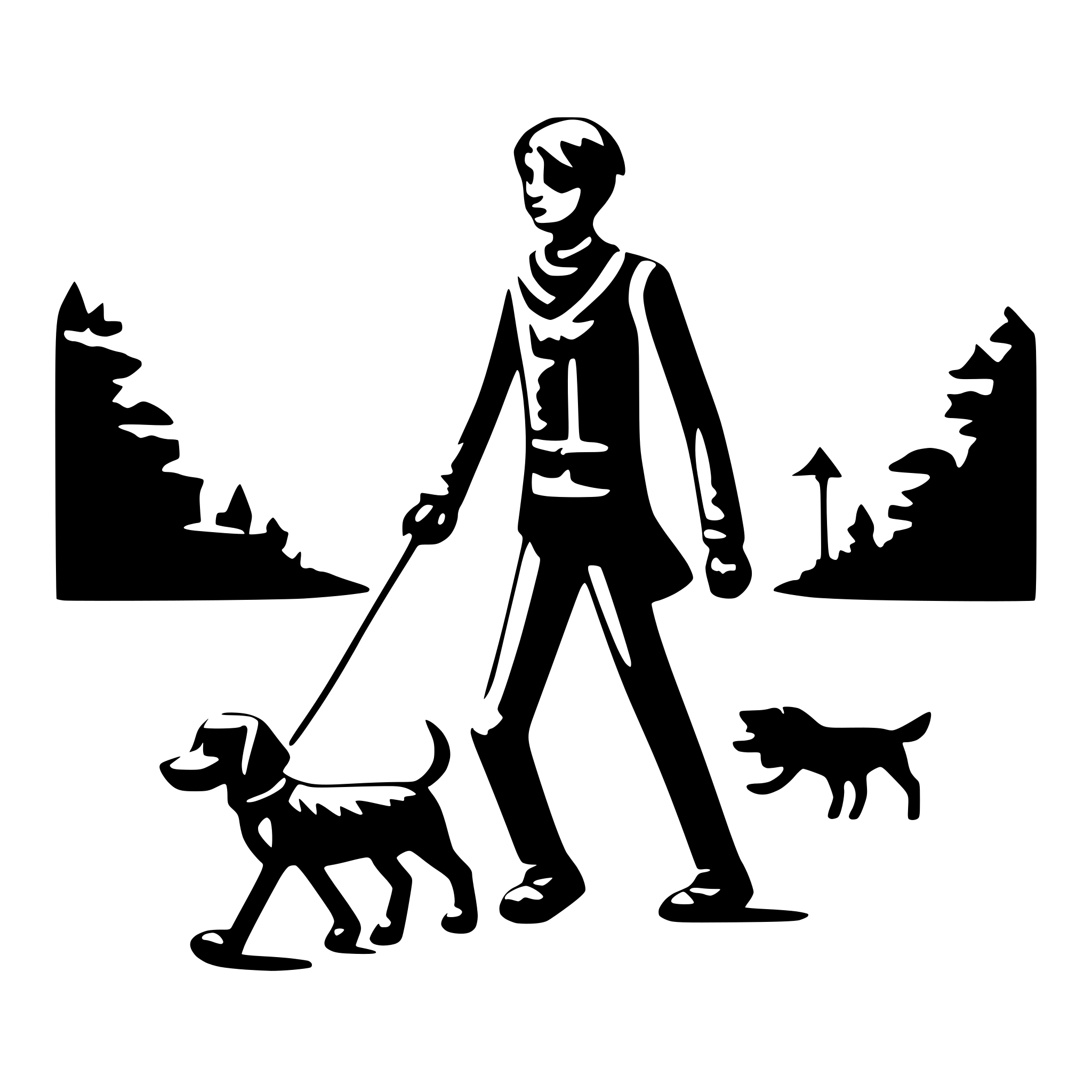 AI-generated SVG of 'stickman walking his dog'