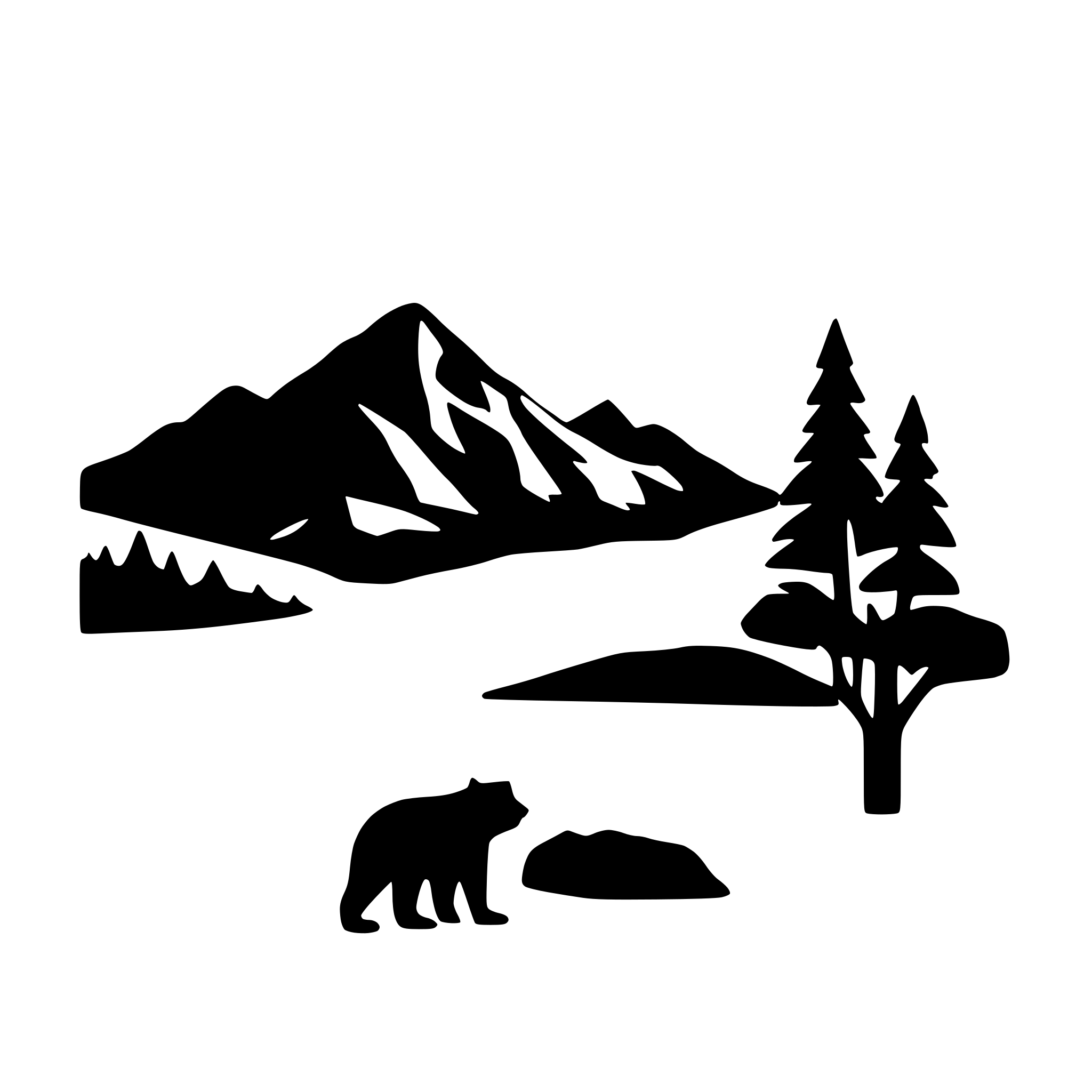 AI-generated SVG of 'mountain scene with bear silhouette'
