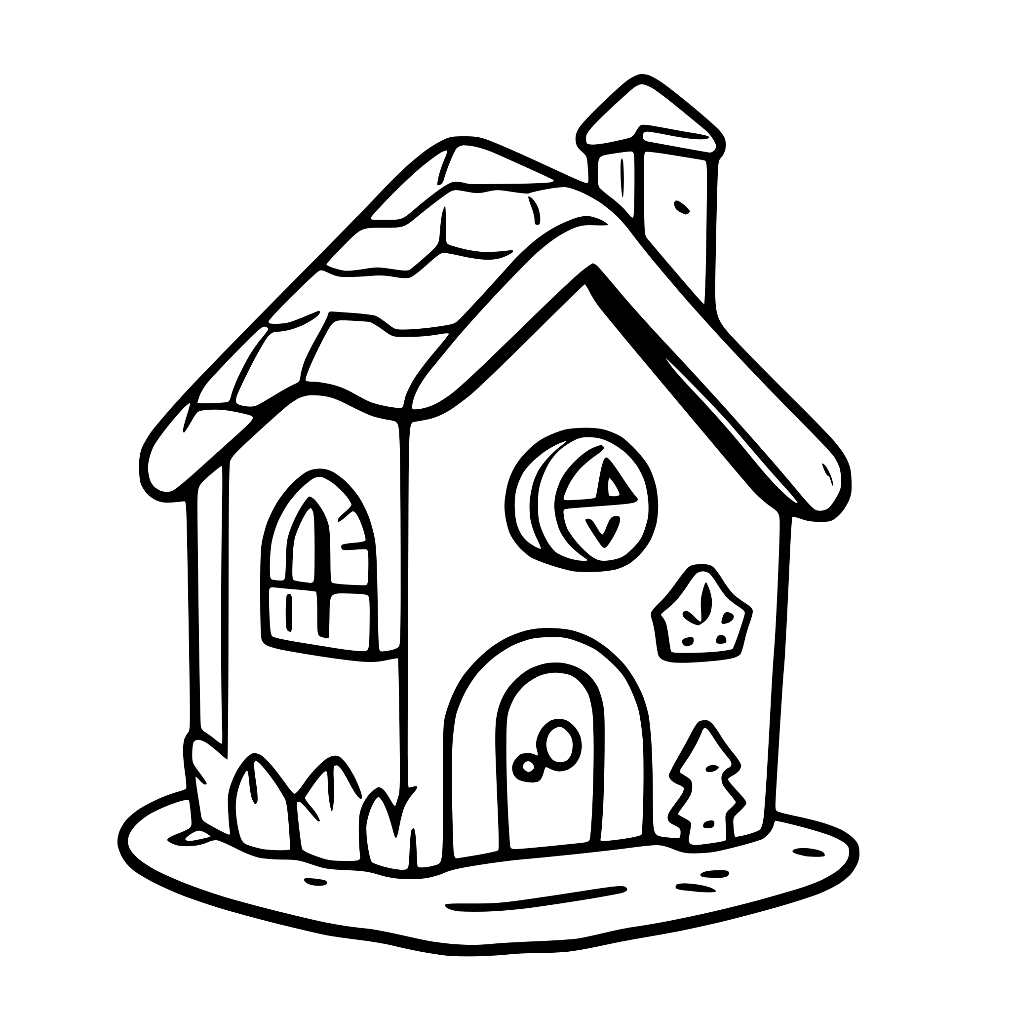 AI-generated SVG of a a simple gingerbread house. front view.