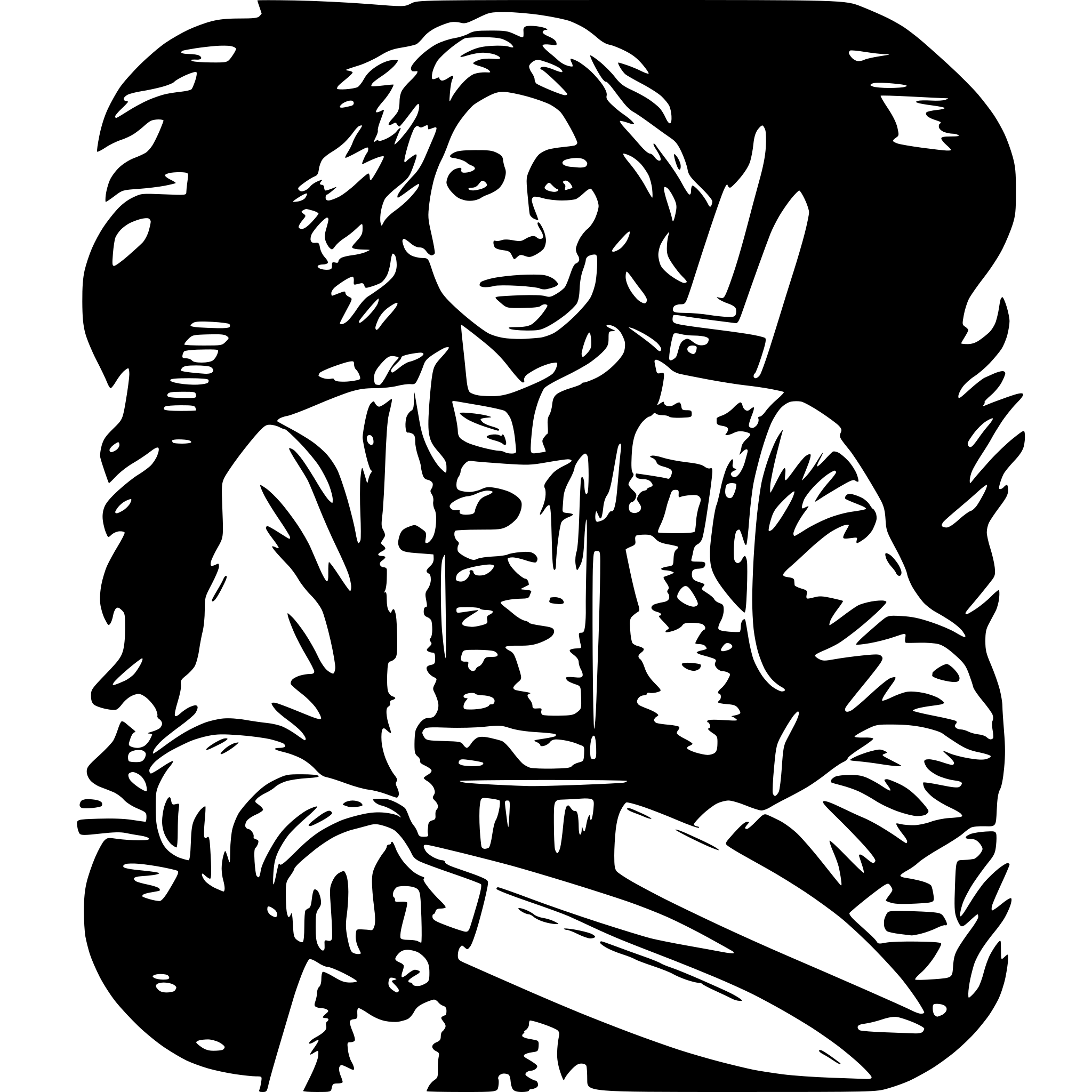 AI-generated SVG of a man wielding two butcher knives