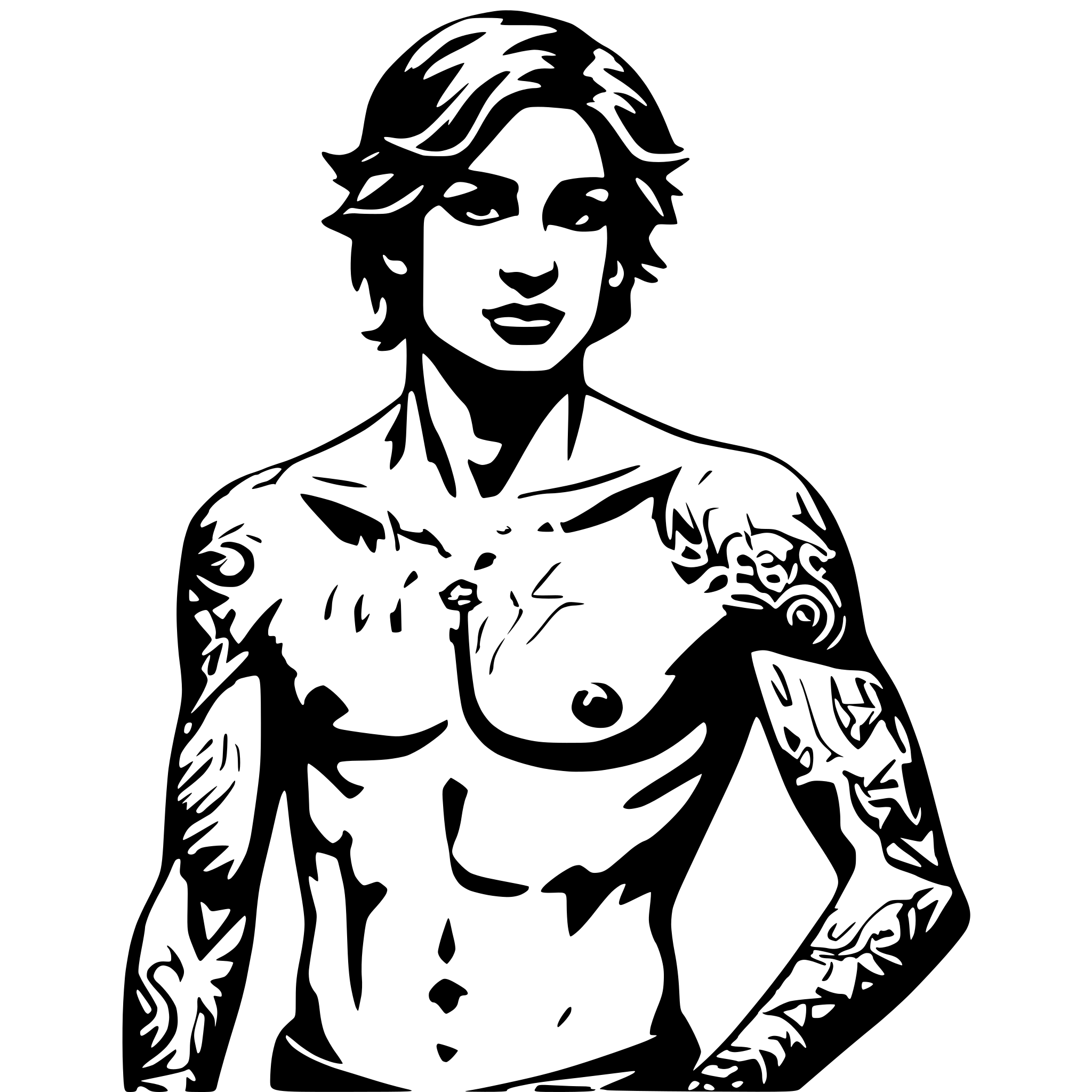 AI-generated SVG of a nude male with tattoos