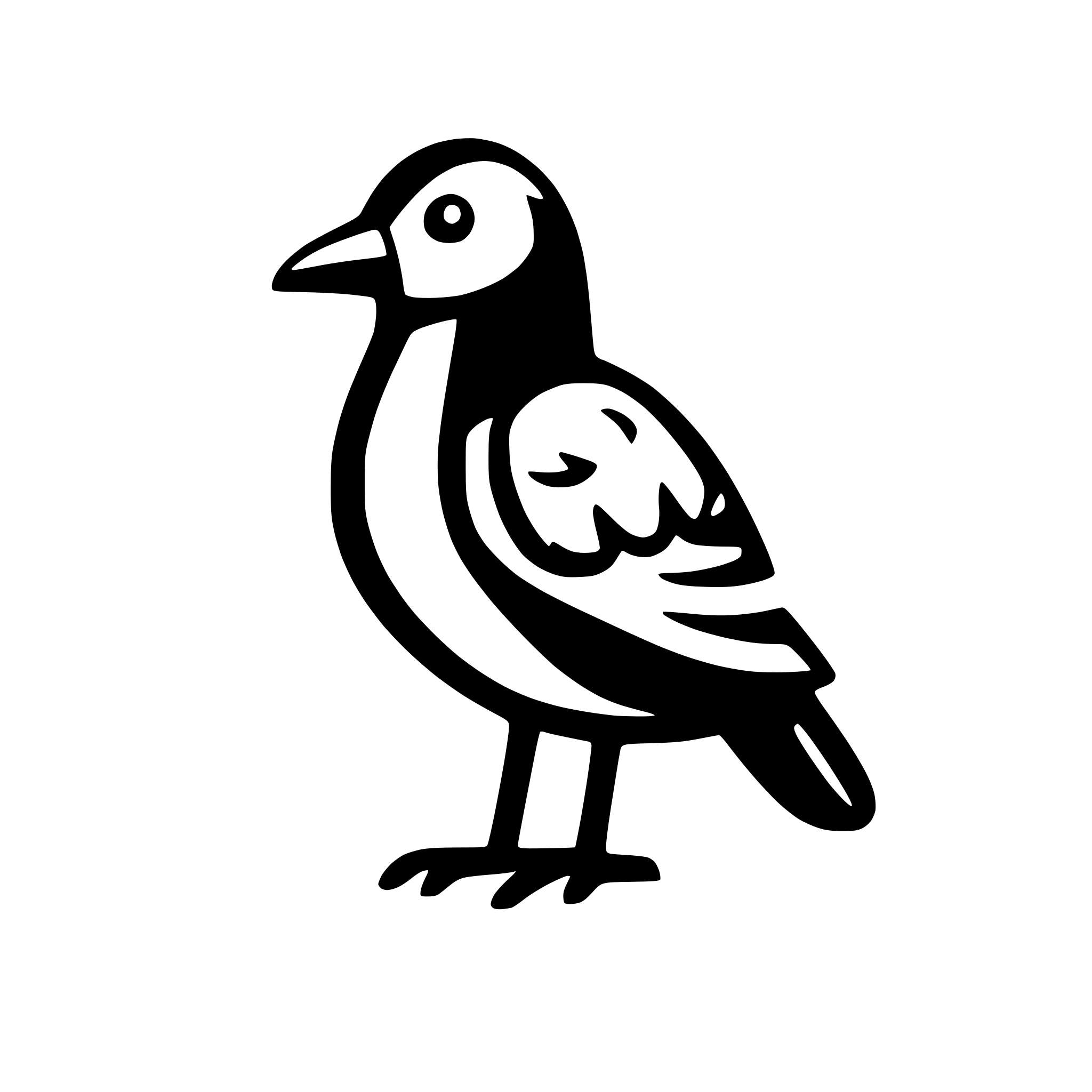 AI-generated SVG of a Minimalist pigeon icon in SVG, Heroicons style. Clean lines, modern, simple body outline, small beak, folded wings. Monochrome, no background, scalable.