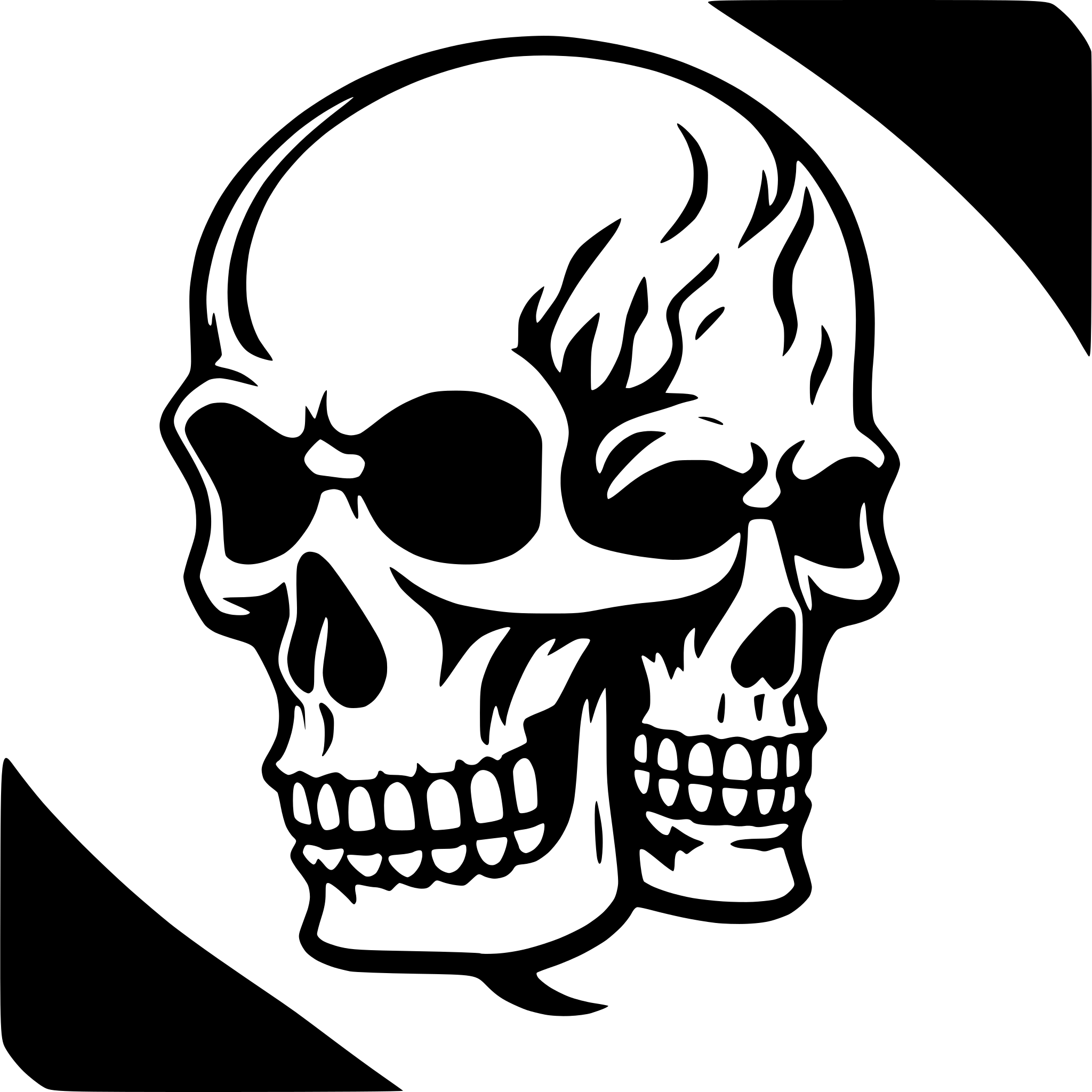 AI-generated SVG of 'willie g skull flame background'