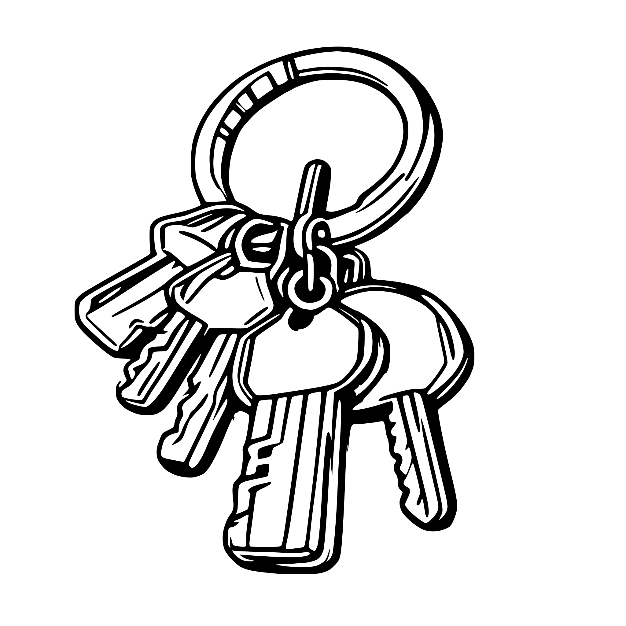 AI-generated SVG of a funky drawing of mutliple keys on a key chain