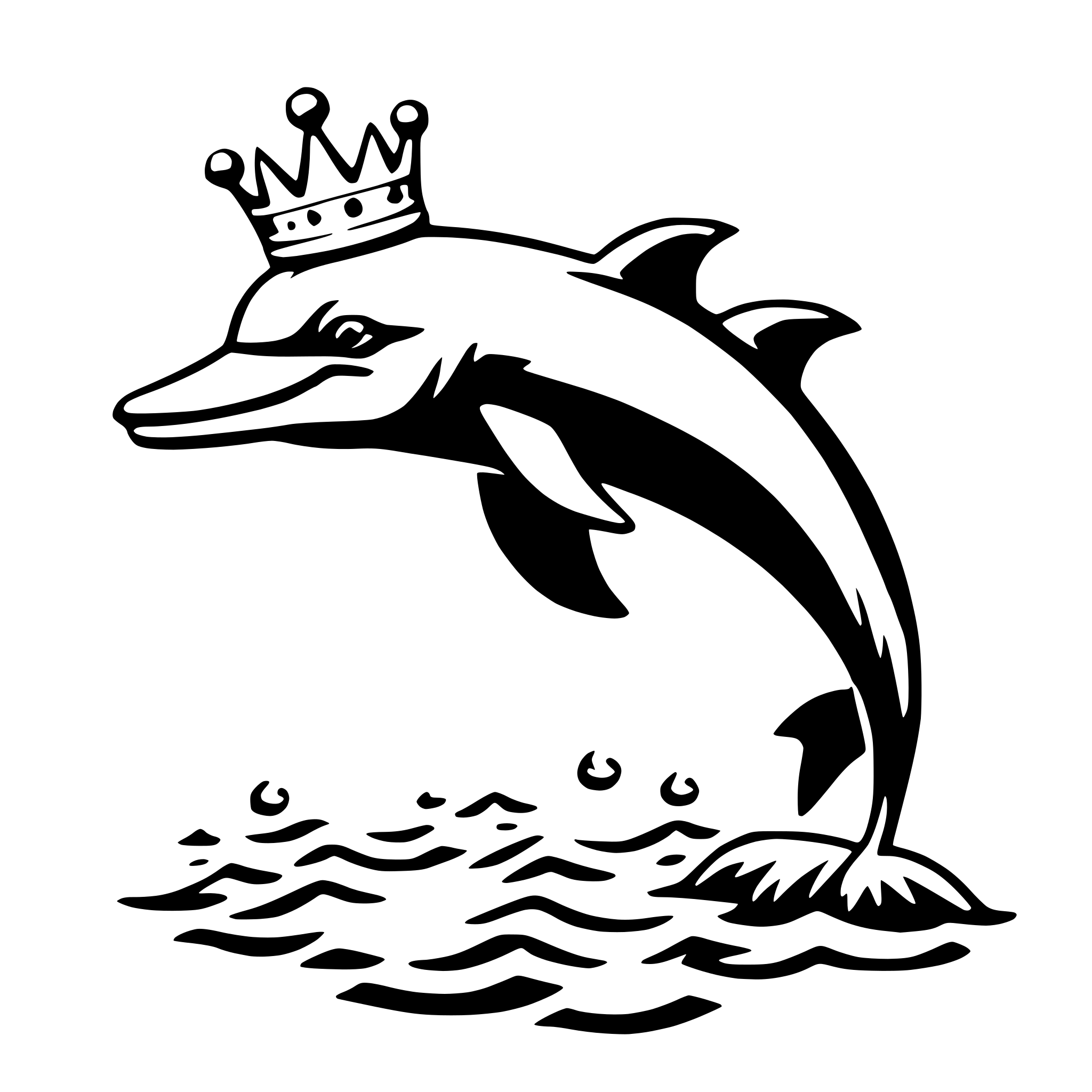 AI-generated SVG of a dolphin with crown