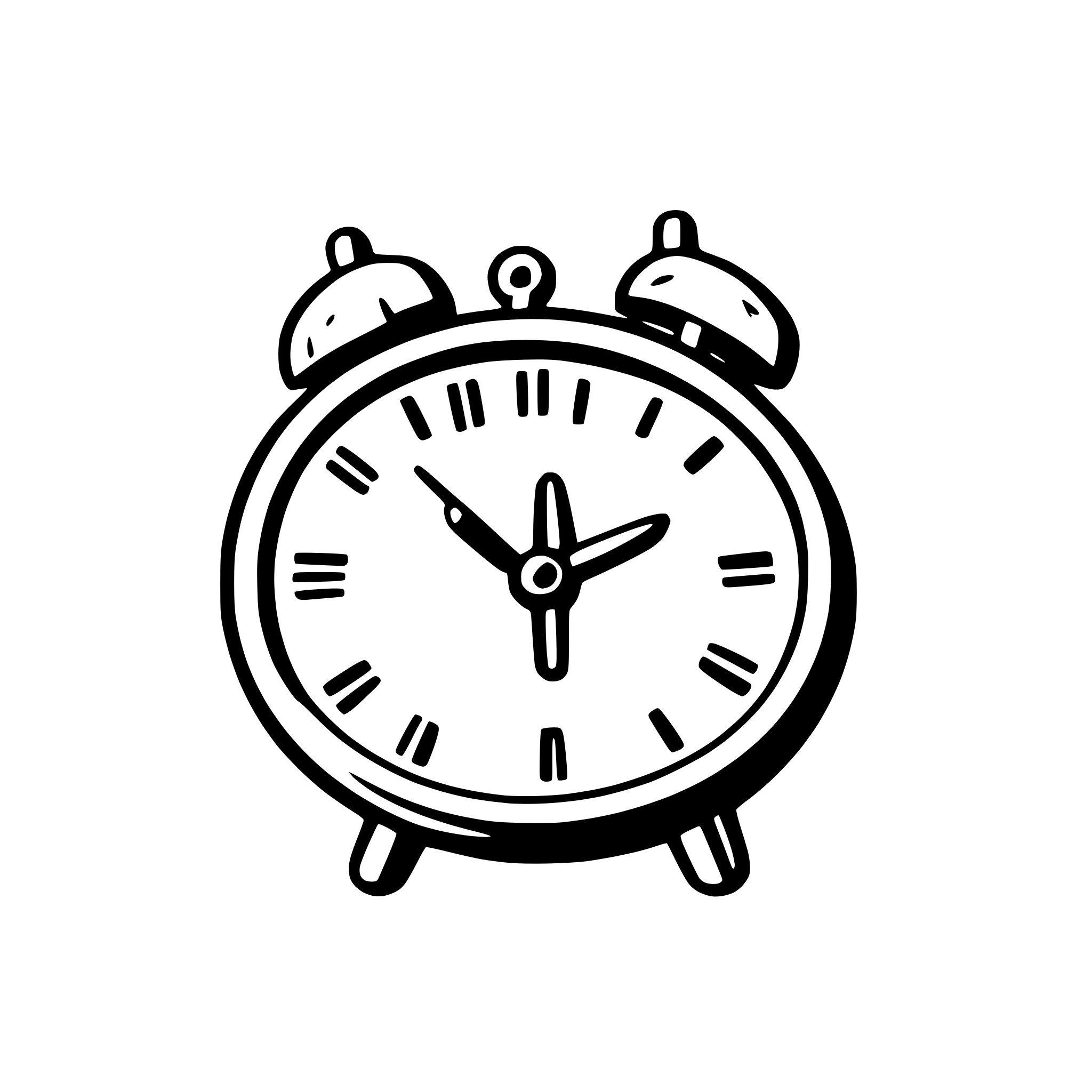 AI-generated SVG of a A basic SVG of a round alarm clock with two bells on top and simple clock hands.