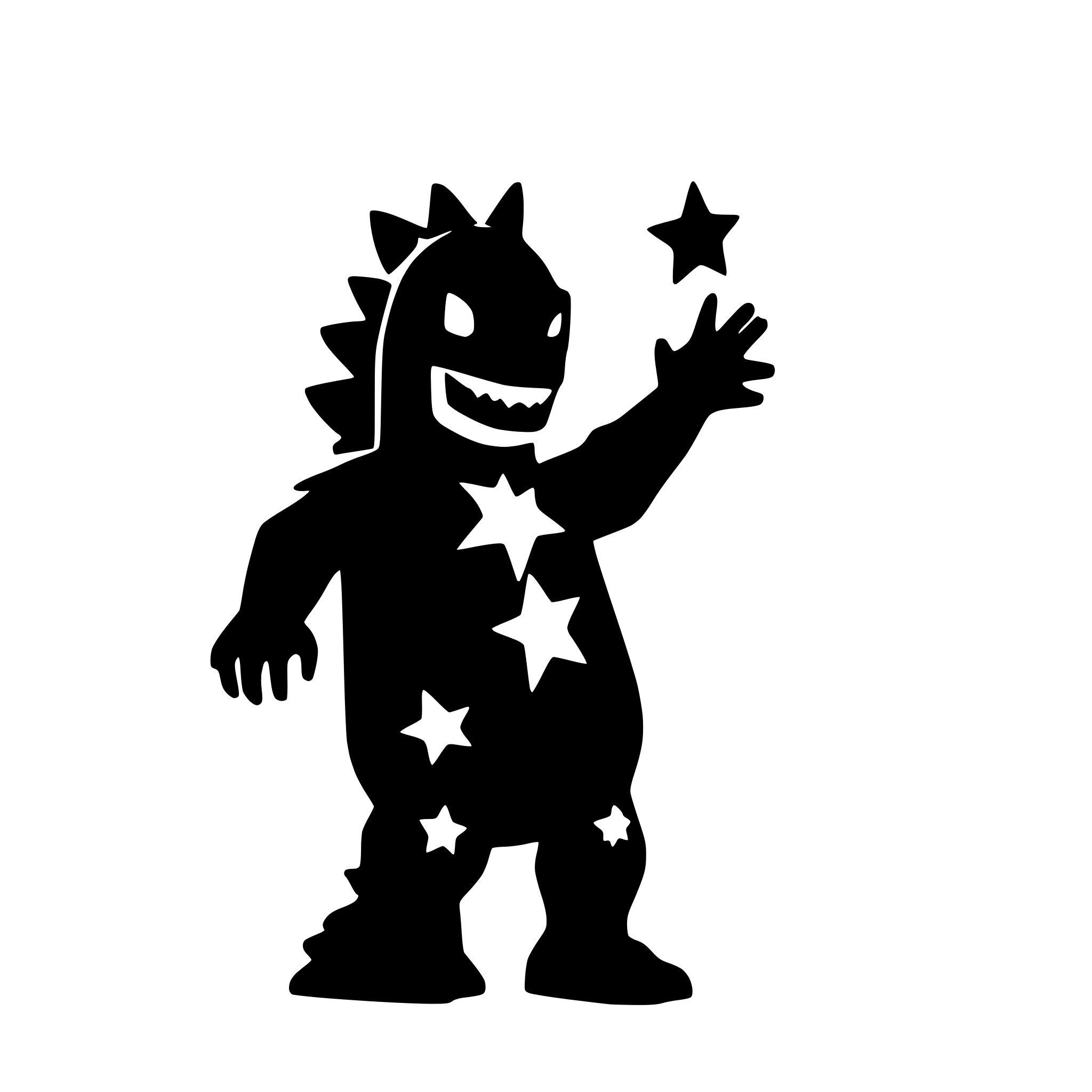 AI-generated SVG of a godzilla holding a star