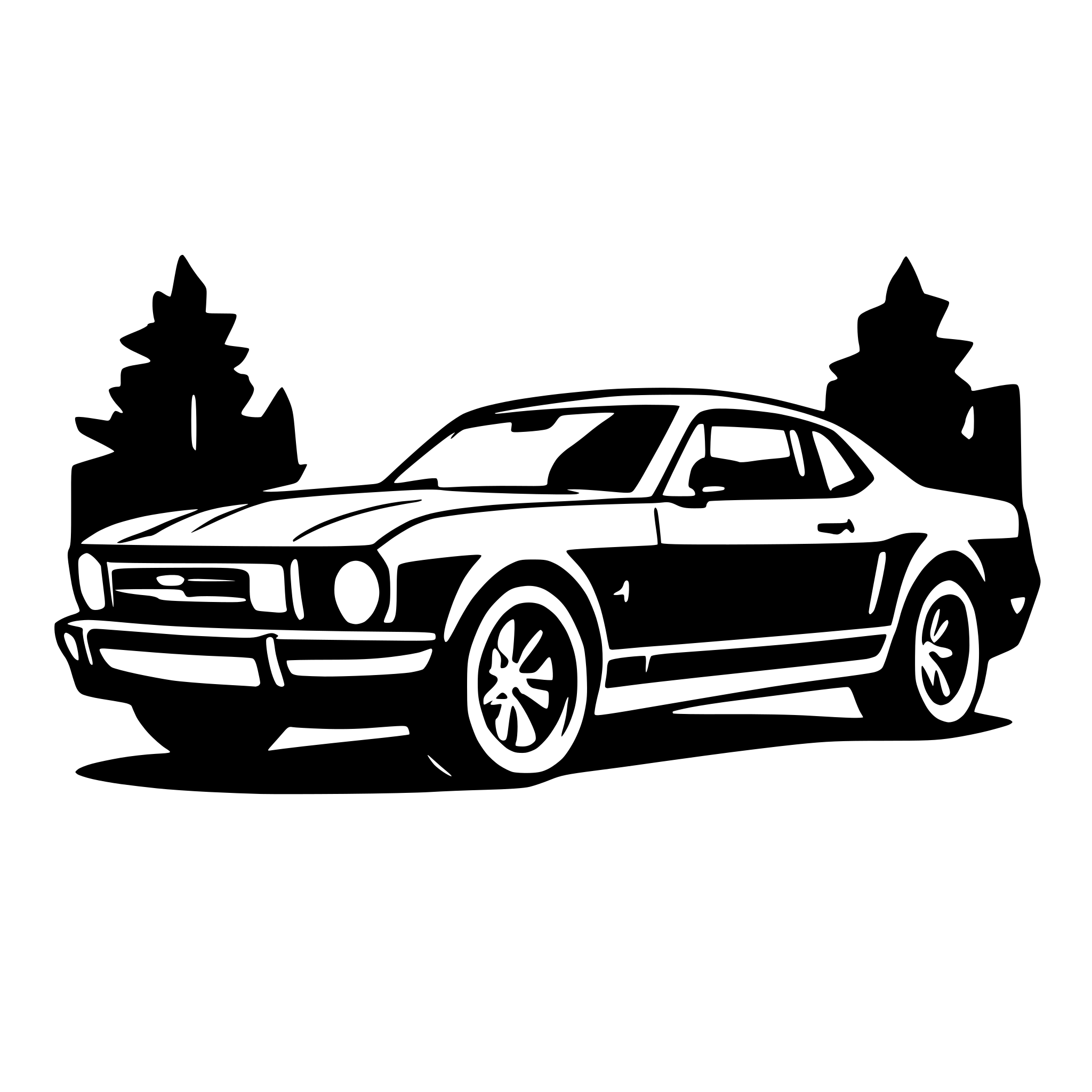 AI-generated SVG of 'Ford Mustang as a drawing to color in. Without Logos.'