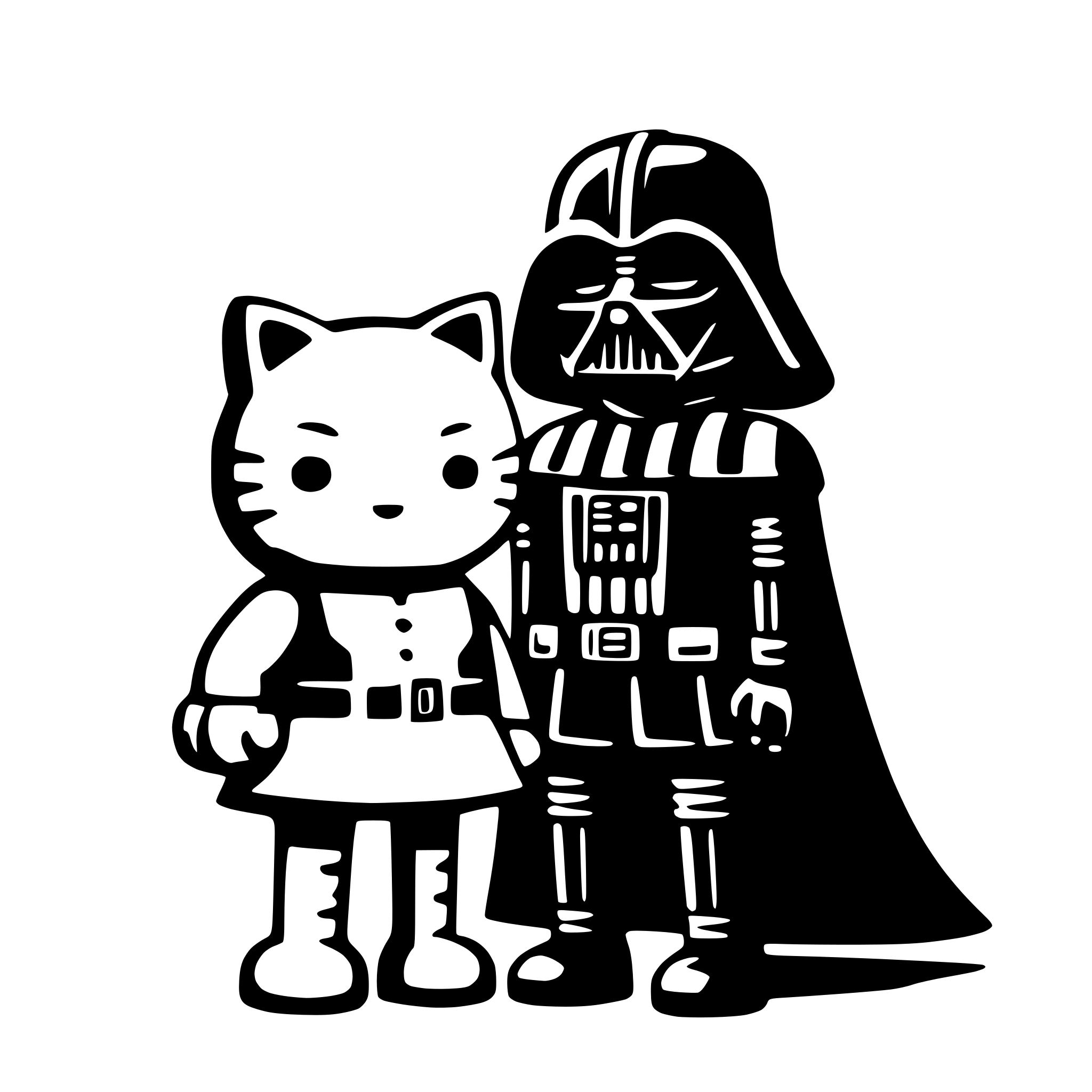 AI-generated SVG of a darth vader and hello kitty