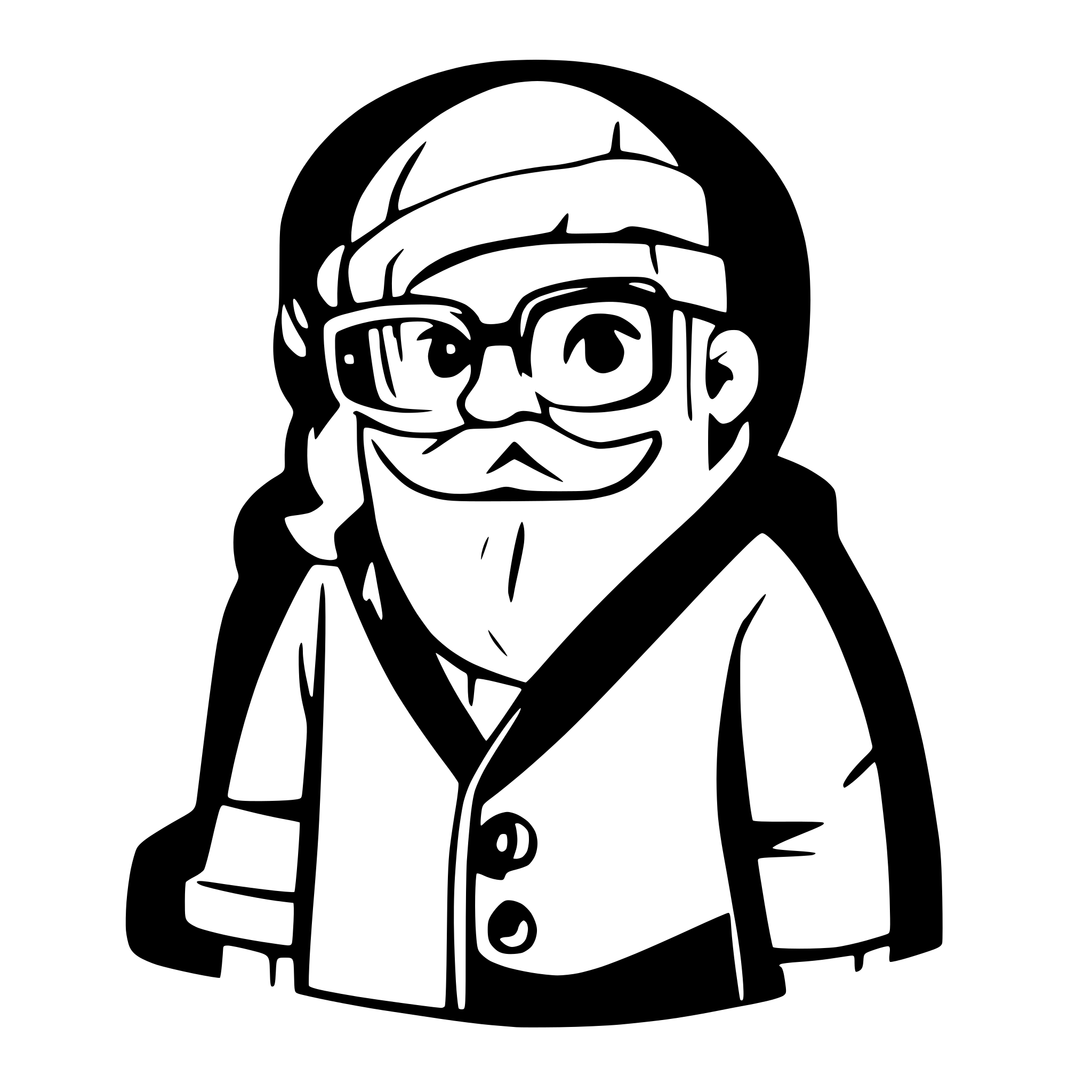 AI-generated SVG of a hipster santa with glasses black and white