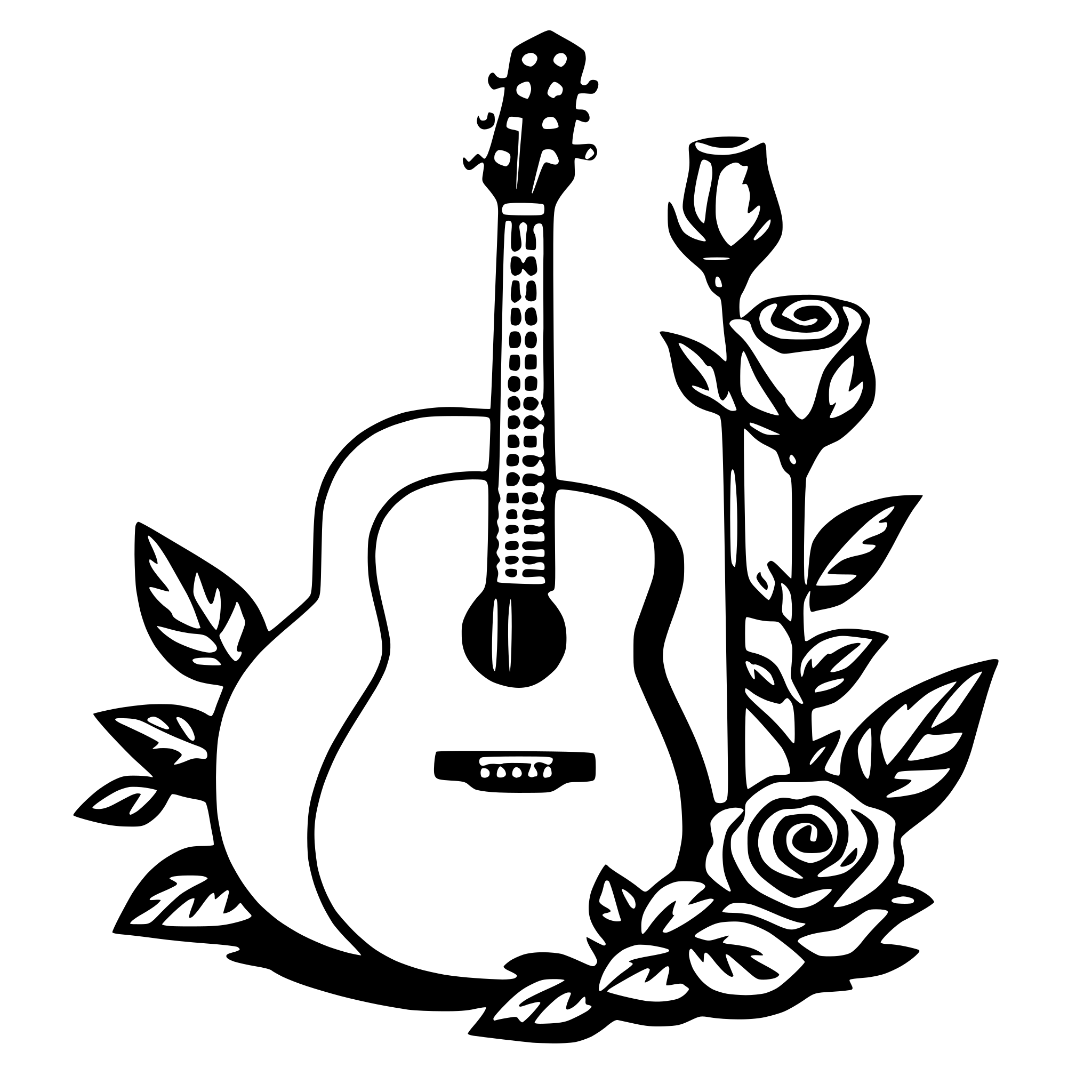 AI-generated SVG of 'guitar and roses'