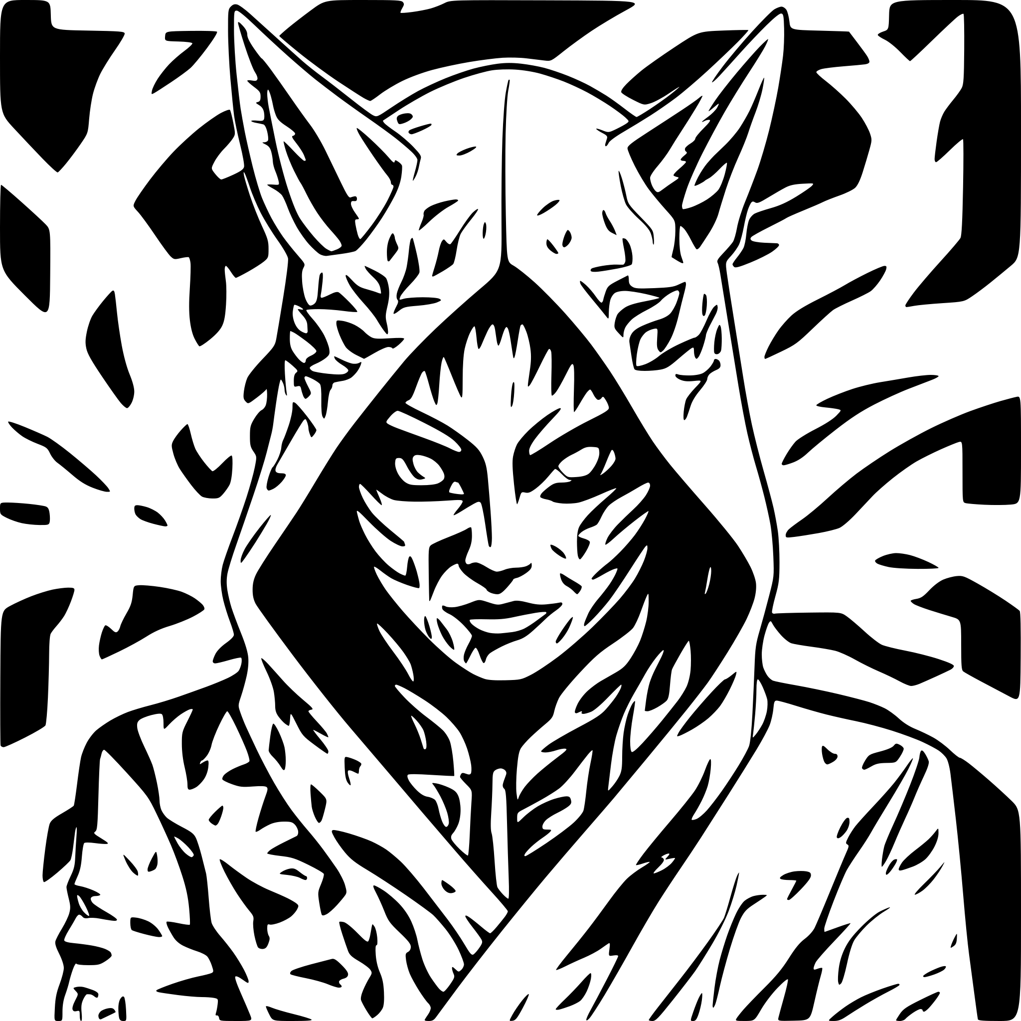 AI-generated SVG of 'Kabuki-male-kitsune dark ninja, ambu-mask'