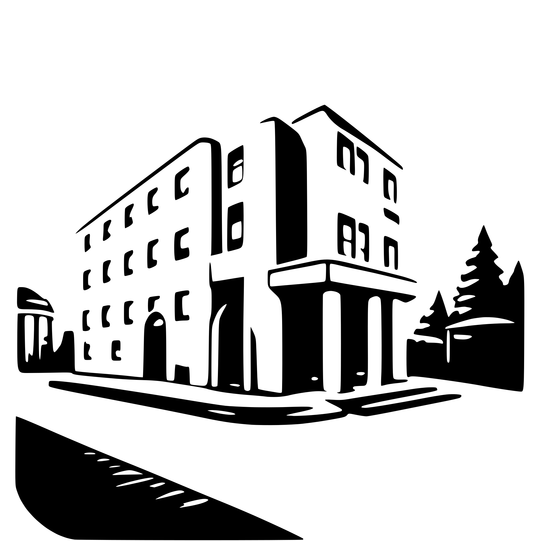 AI-generated SVG of 'perspective view of a building and the entry on the left side'