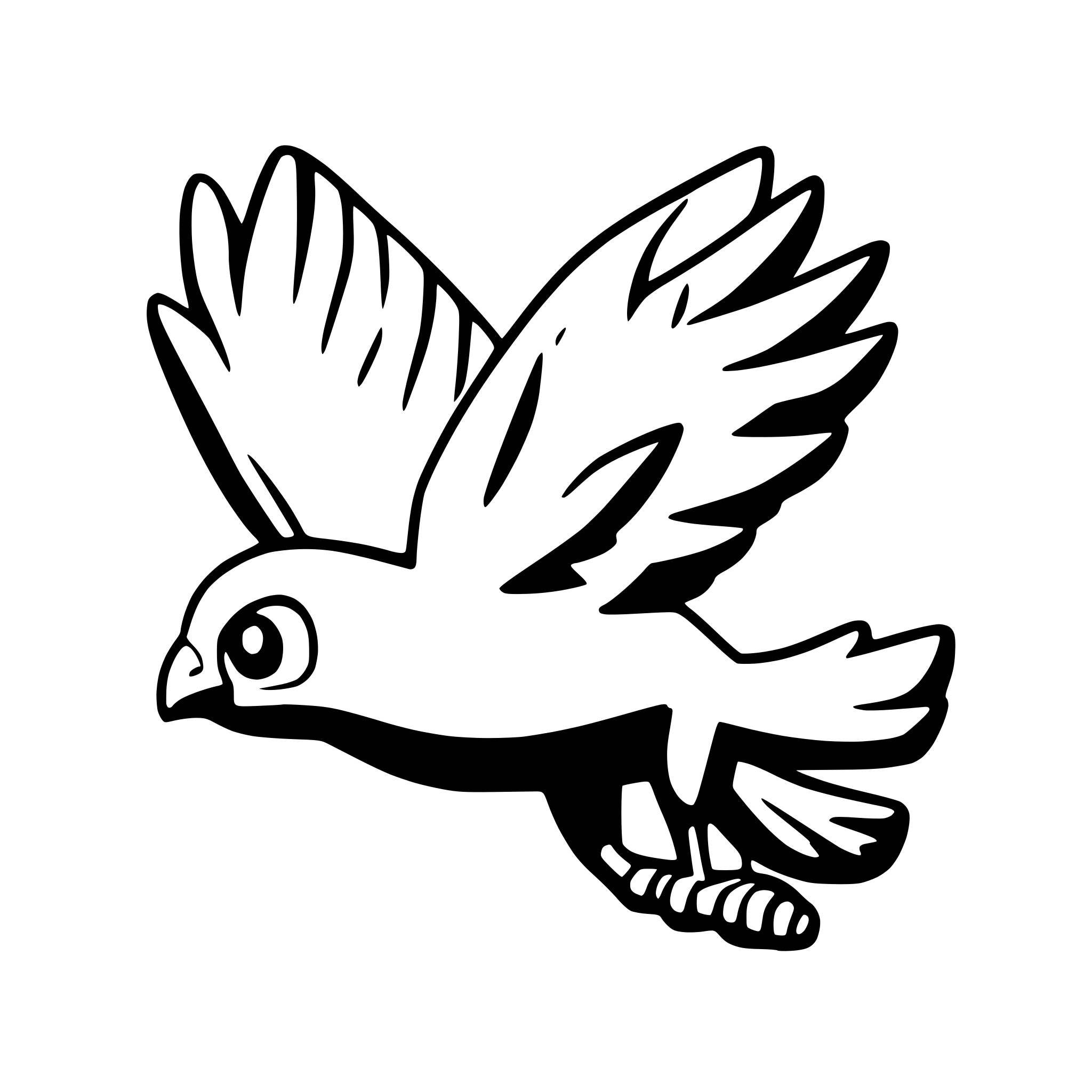 AI-generated SVG of a side profile of a cartoon falcon flying