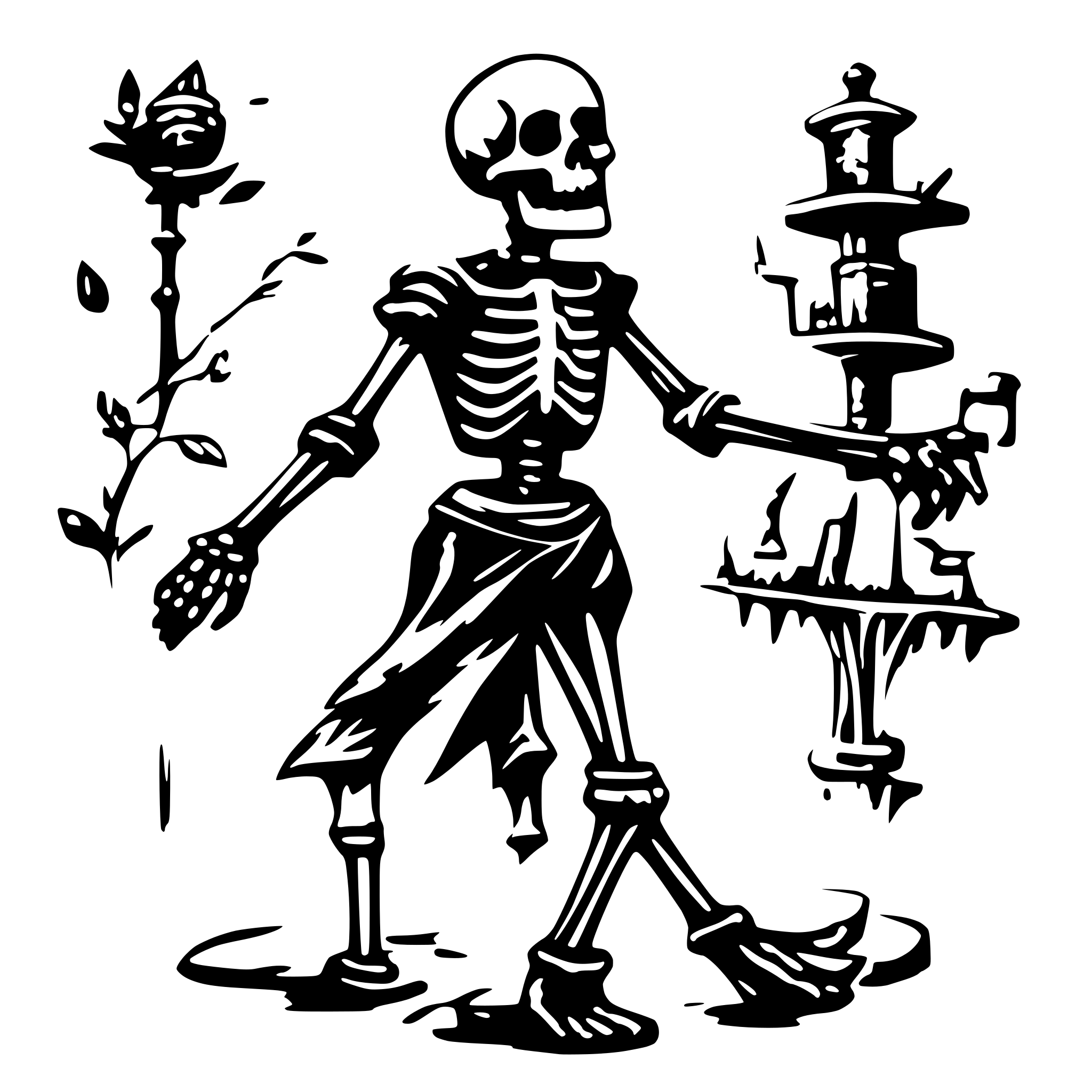 AI-generated SVG of 'a skeleton dancing'