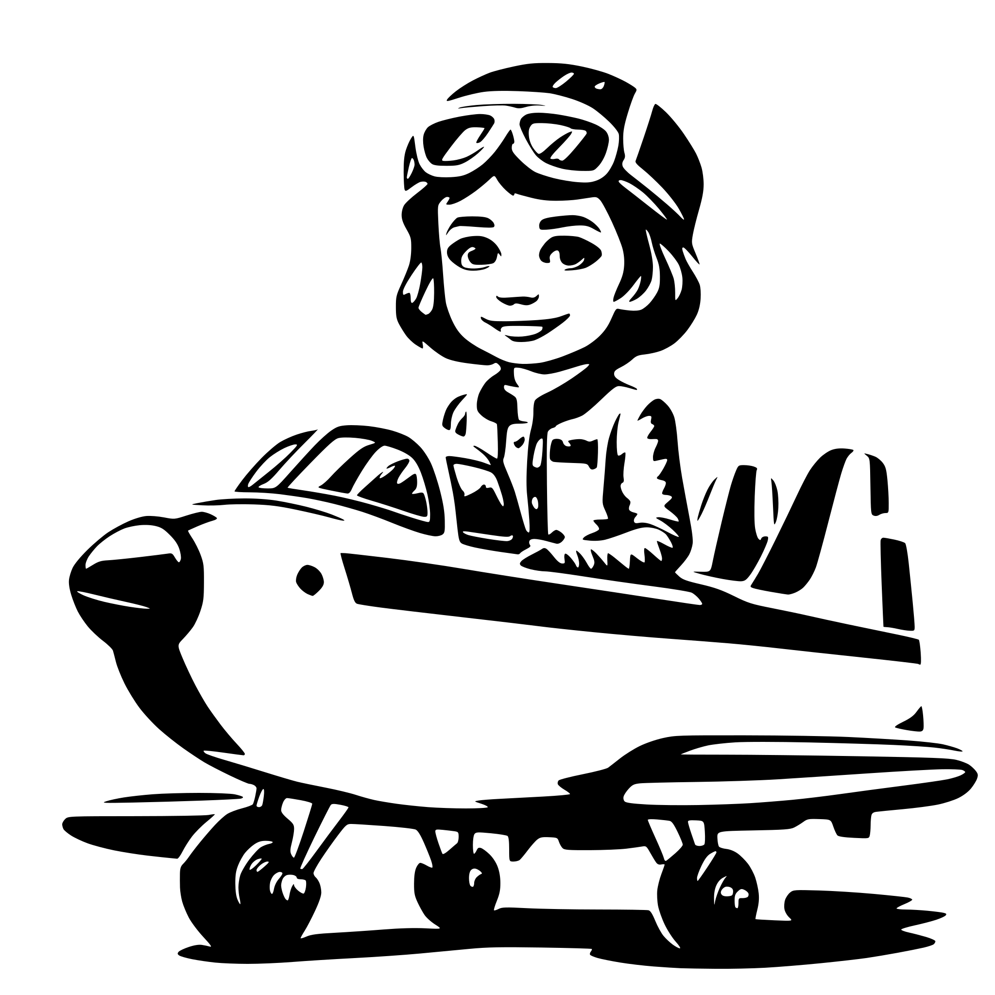 AI-generated SVG of a plane with a little cute boy in the cockpit