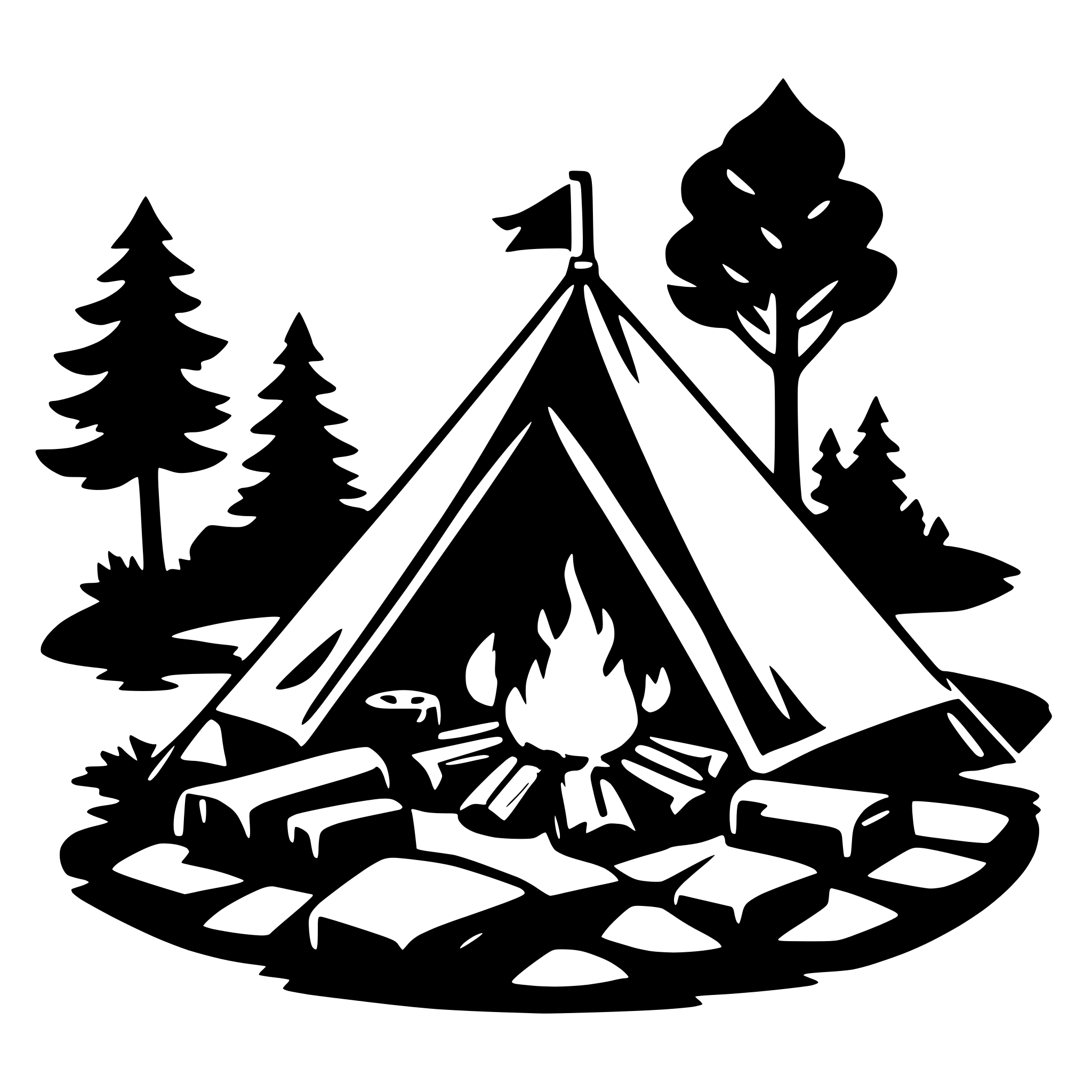 AI-generated SVG of 'tent and campfire'