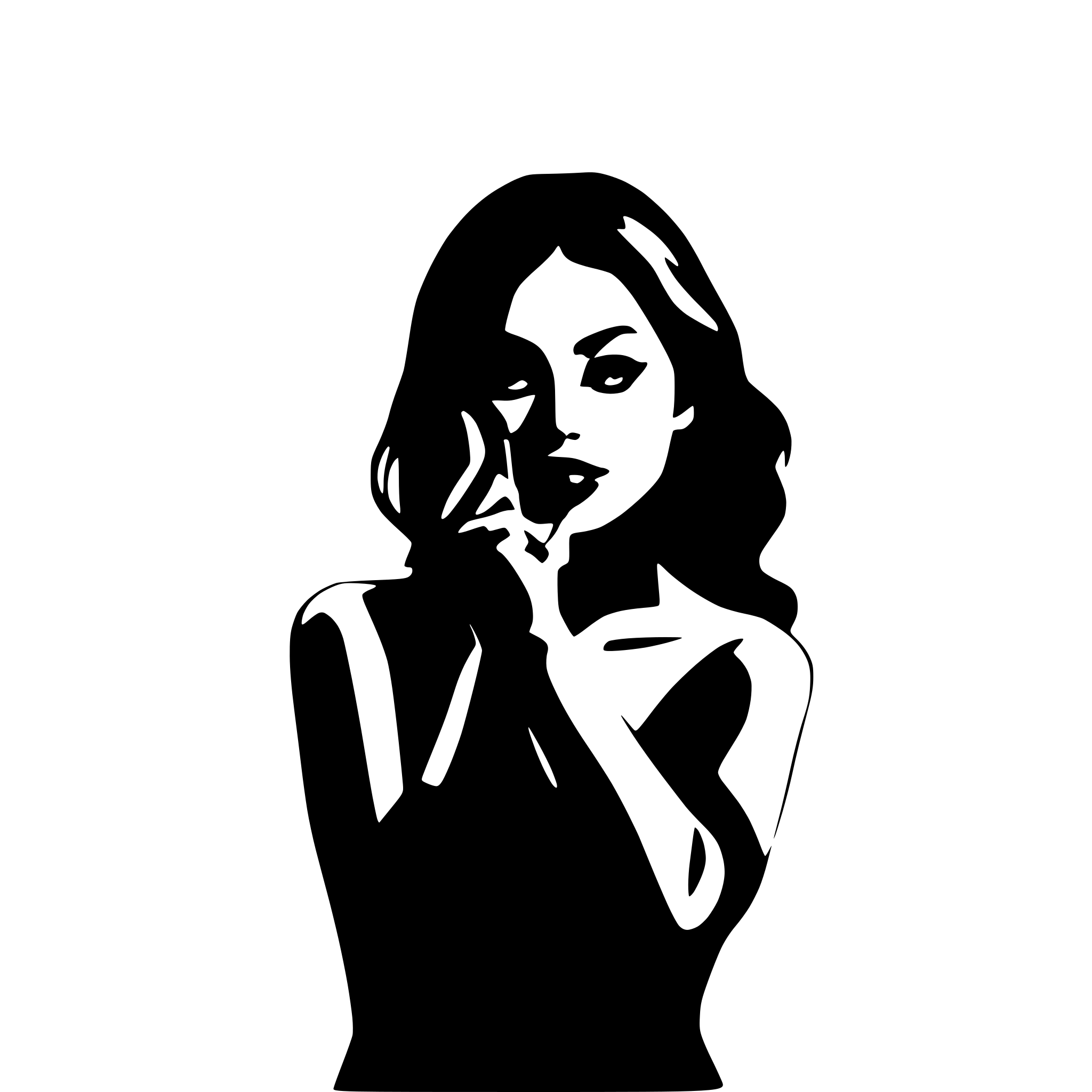 AI-generated SVG of a A bold black silhouette of a woman’s face in a front-facing view, with a strong emphasis on her hand making a "shh" gesture. Her index finger is pressed firmly against her lips, creating a clear and powerful sign of secrecy and silence. The gesture must be the most dominant part of the image, ensuring the message is immediately recognizable. The silhouette should have no extra details—just a clean, high-contrast outline focusing on the shape of her face, hair, and the distinct 'shushing' pose. H