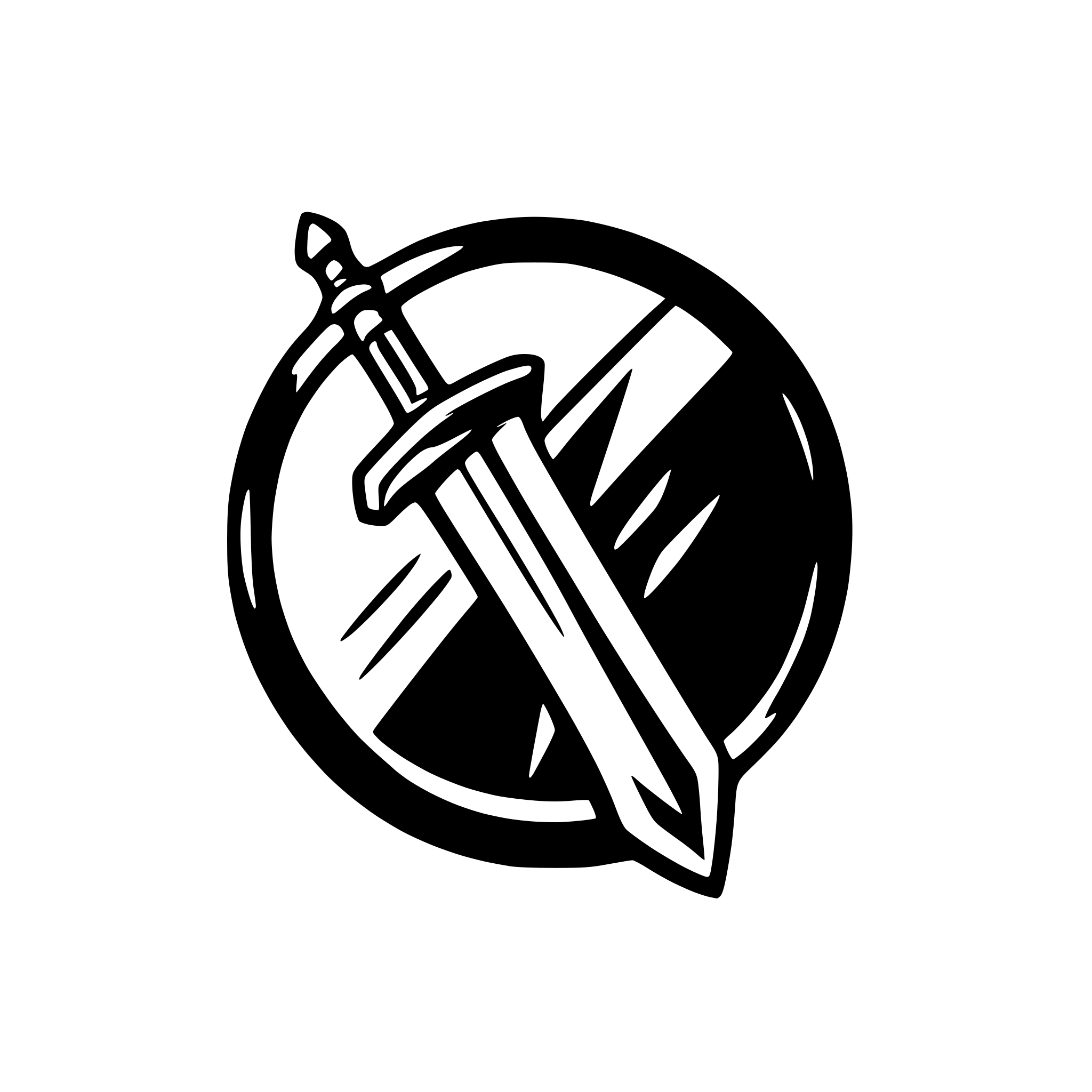 AI-generated SVG of a outline of a black and white sword