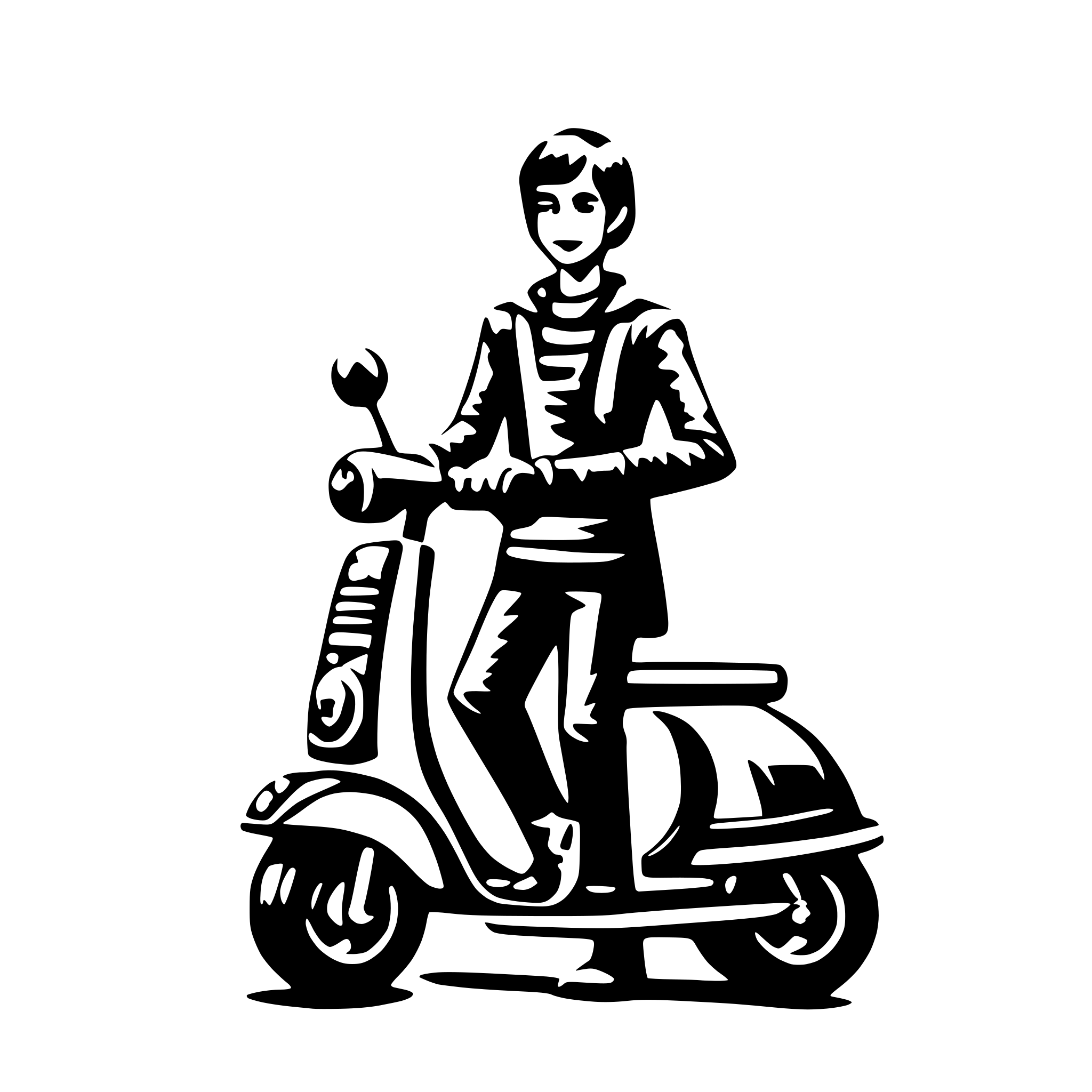 AI-generated SVG of 'junge mit scooter strich'