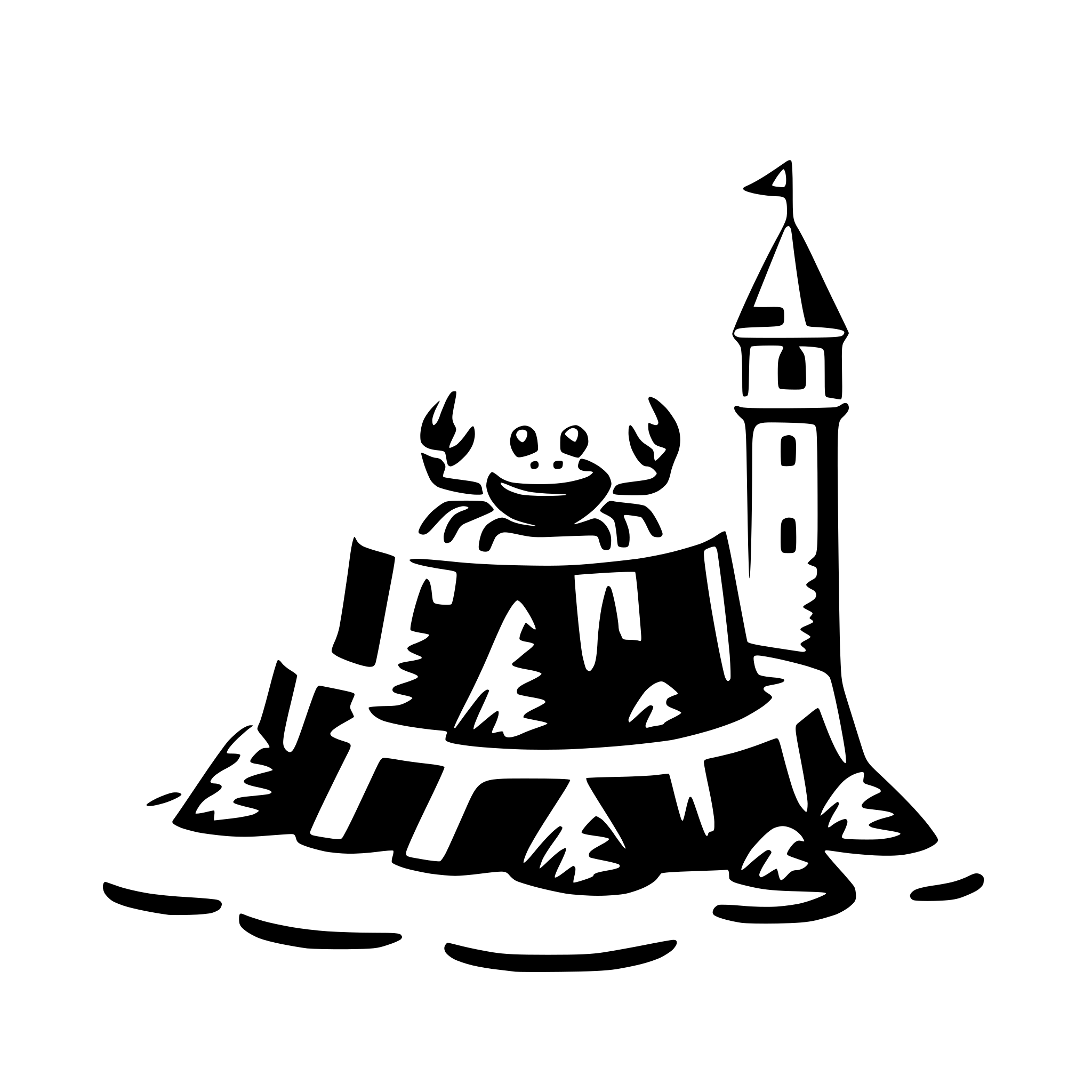 AI-generated SVG of a crab with sandcastle