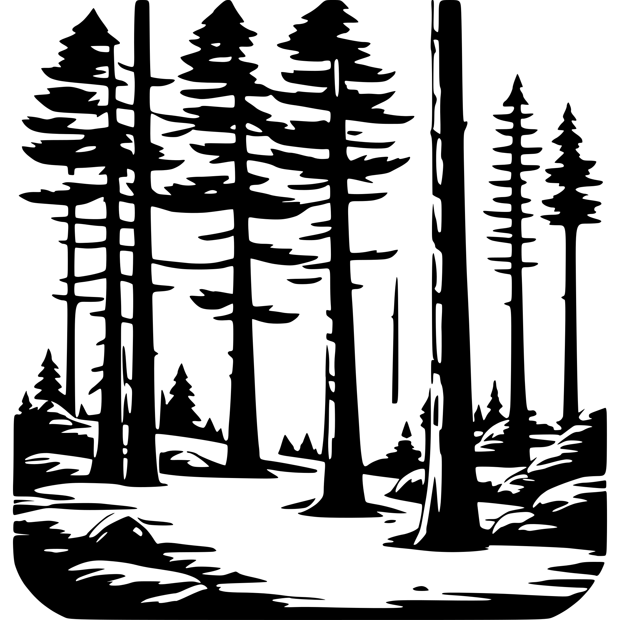 AI-generated SVG of a forest scene, pines, many needles