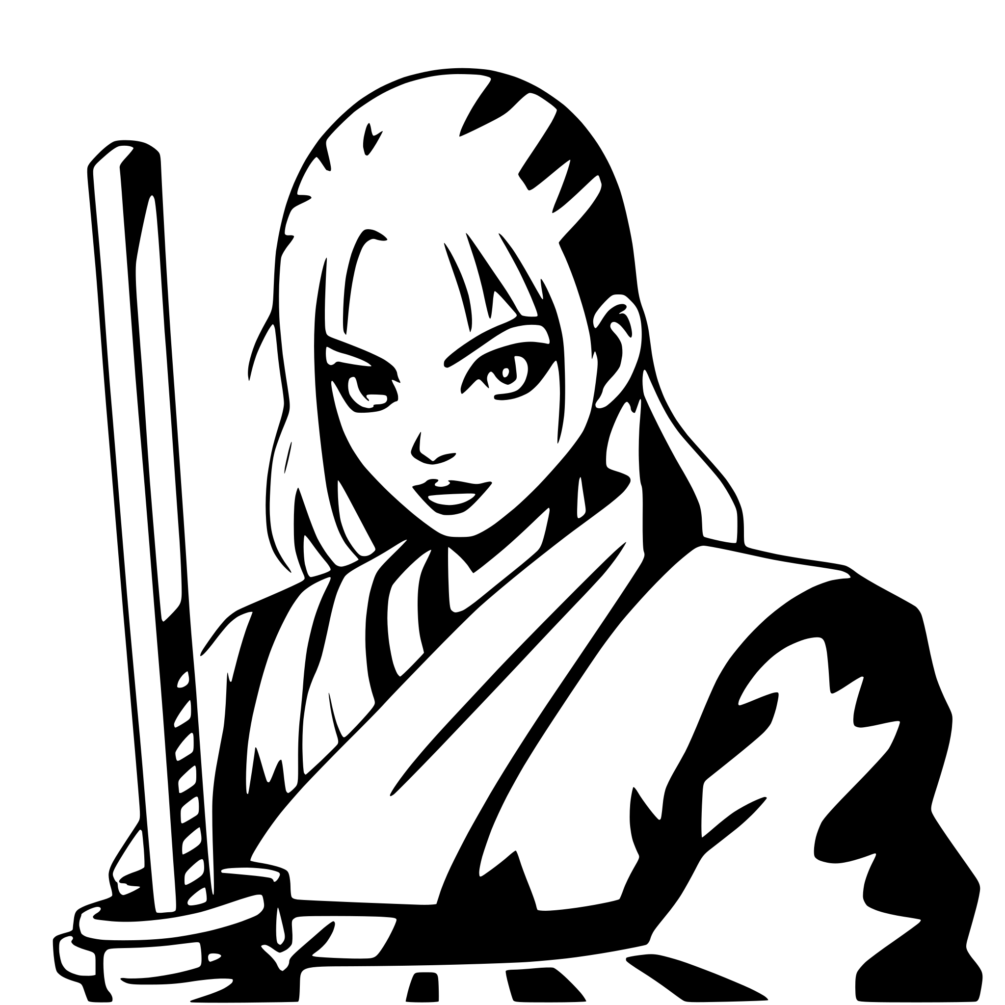 AI-generated SVG of a samurai with fierce expression